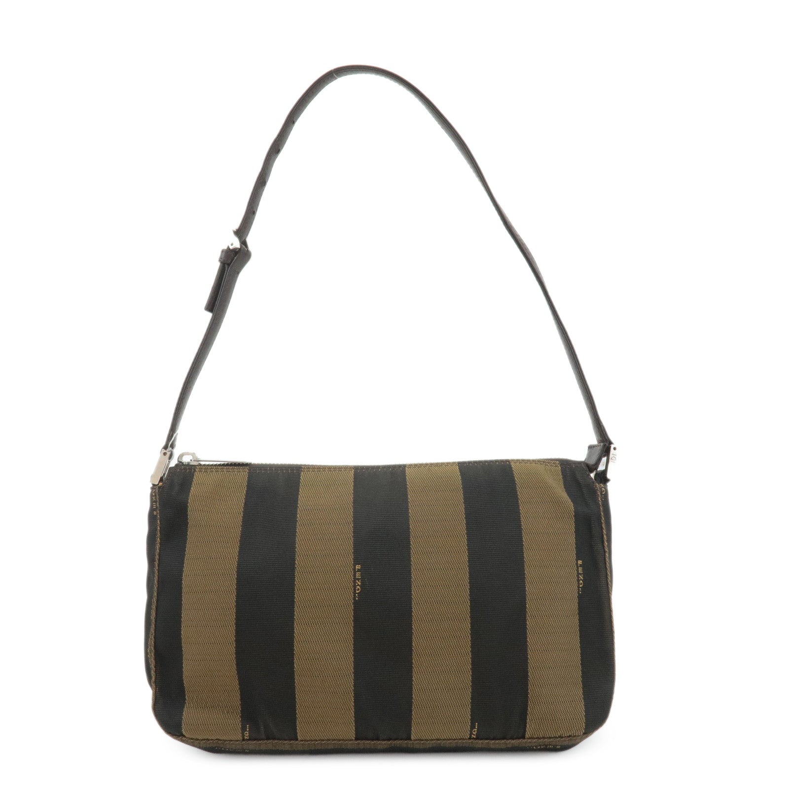 FENDI-Pecan-Canvas-Leather-Shoulder-Bag-Khaki-Black-26617