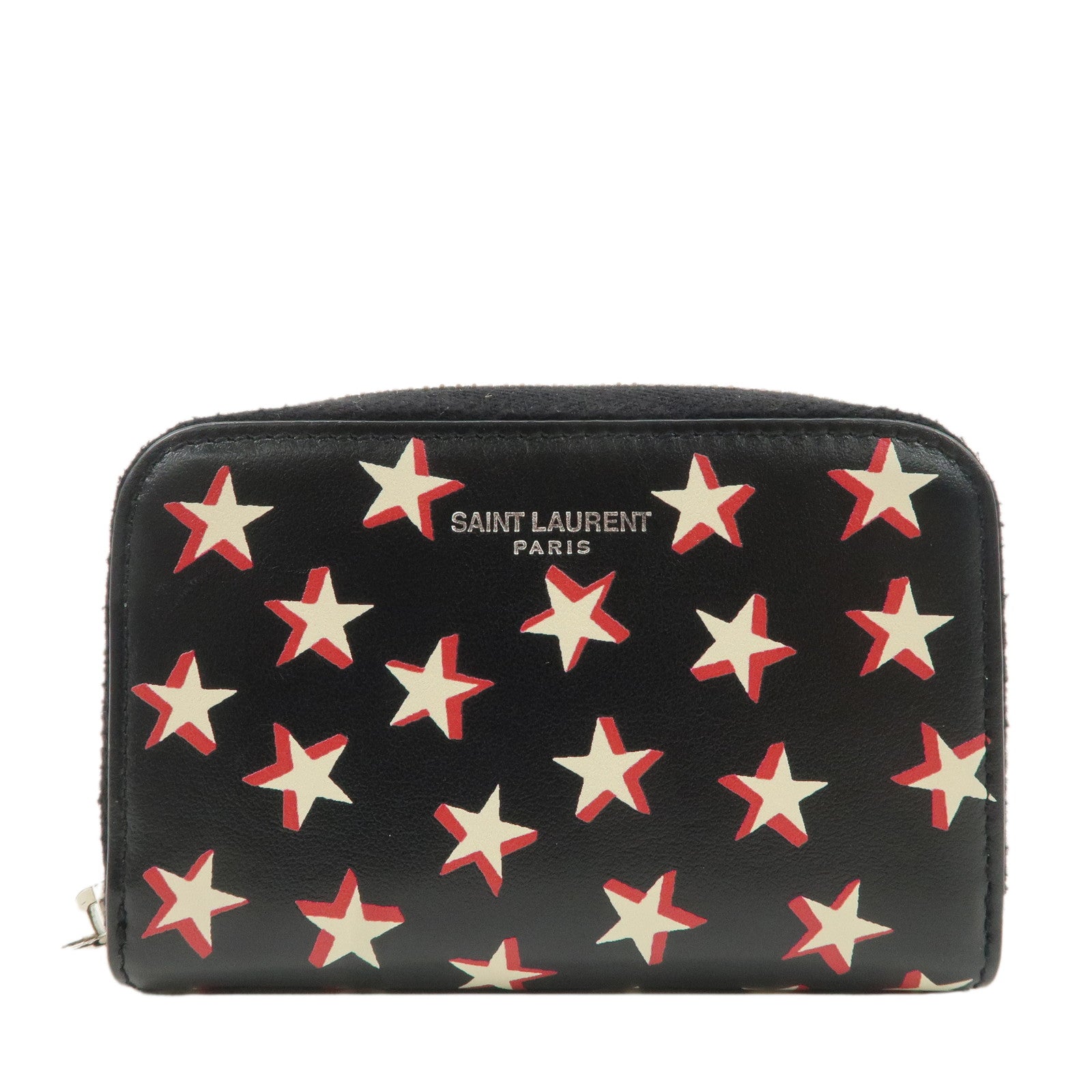 Saint-Laurent-Paris-Leather-Coin-Case-Case-Star-Print-Black