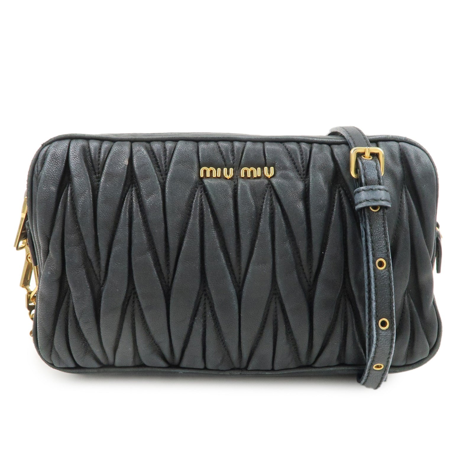 MIU-MIU-Matelasse-Leather-Shoulder-Bag-Black