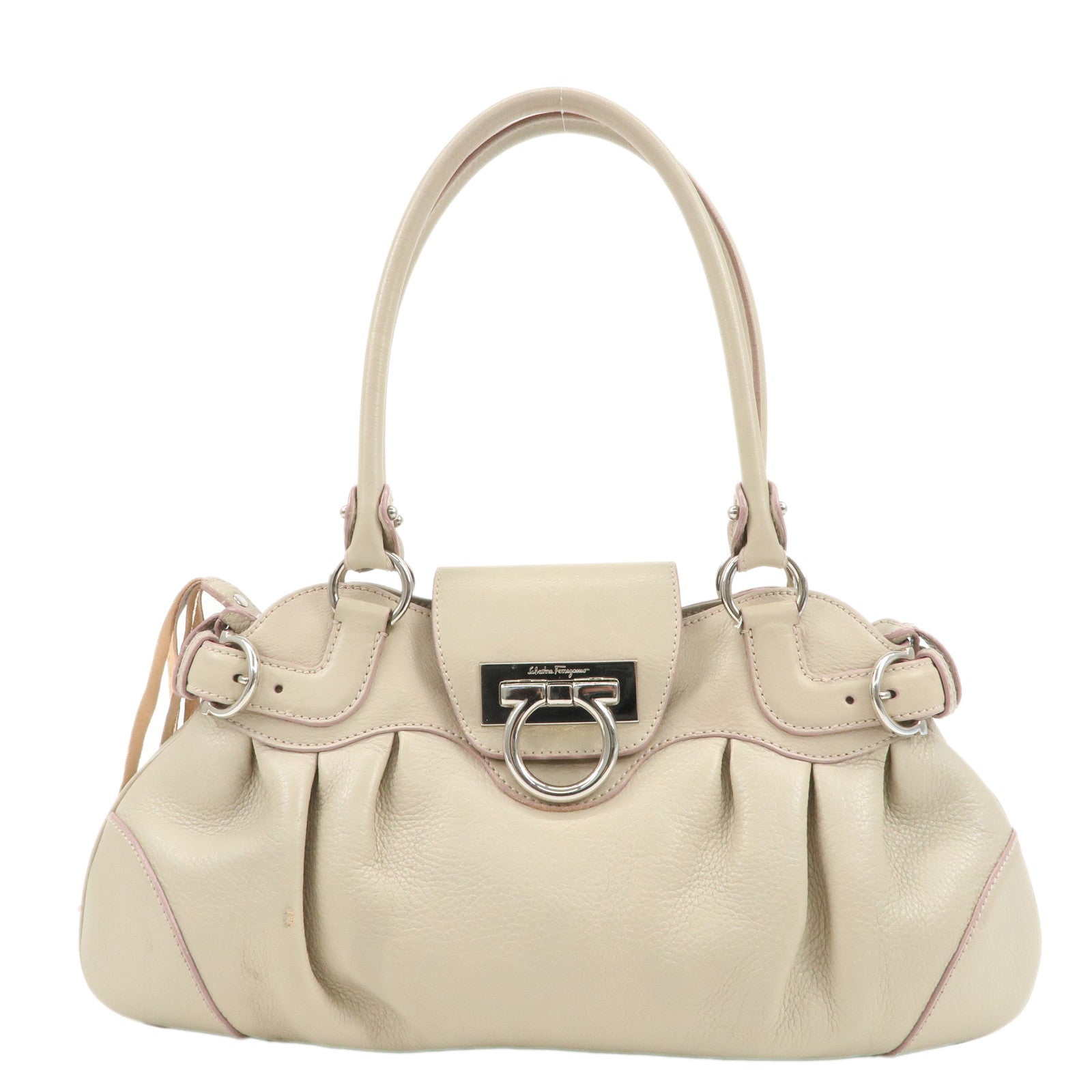 Ferragamo-Ganchini-Leather-Shoulder-Bag-Beige