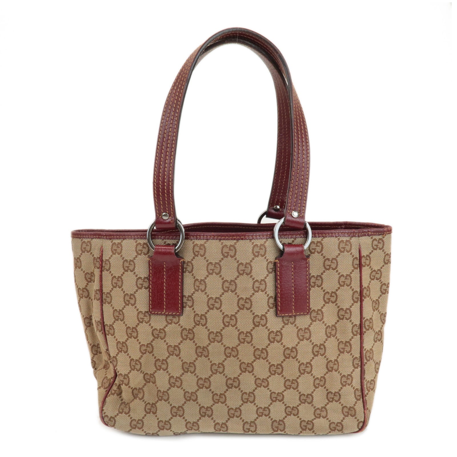 GUCCI-GG-Canvas-Leather-Tote-Bag-Hand-Bag-Beige-Bordeaux-113019