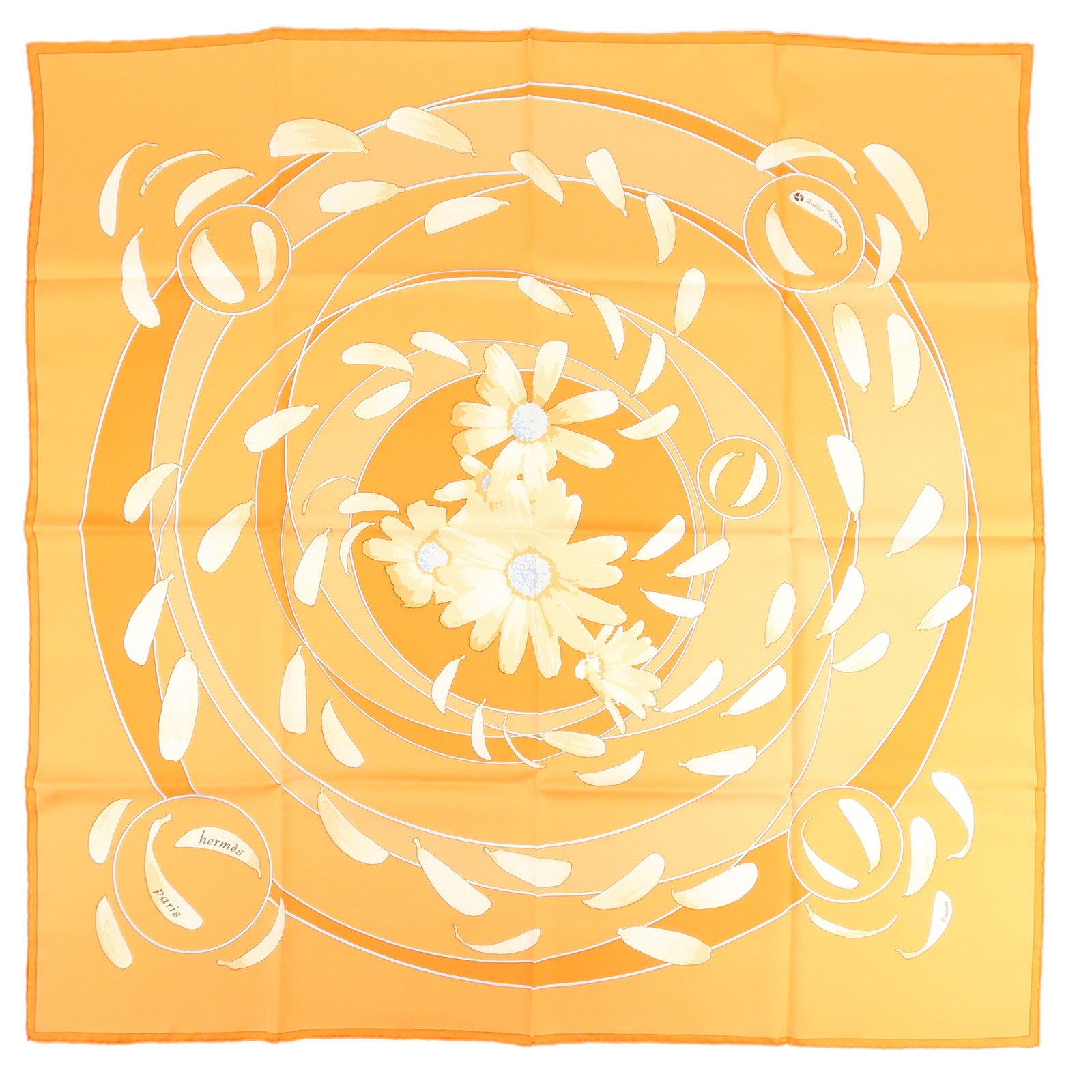 HERMES-Carre-90-Silk-100%-Scarf-Au-Gre-Du-Ven-Orange