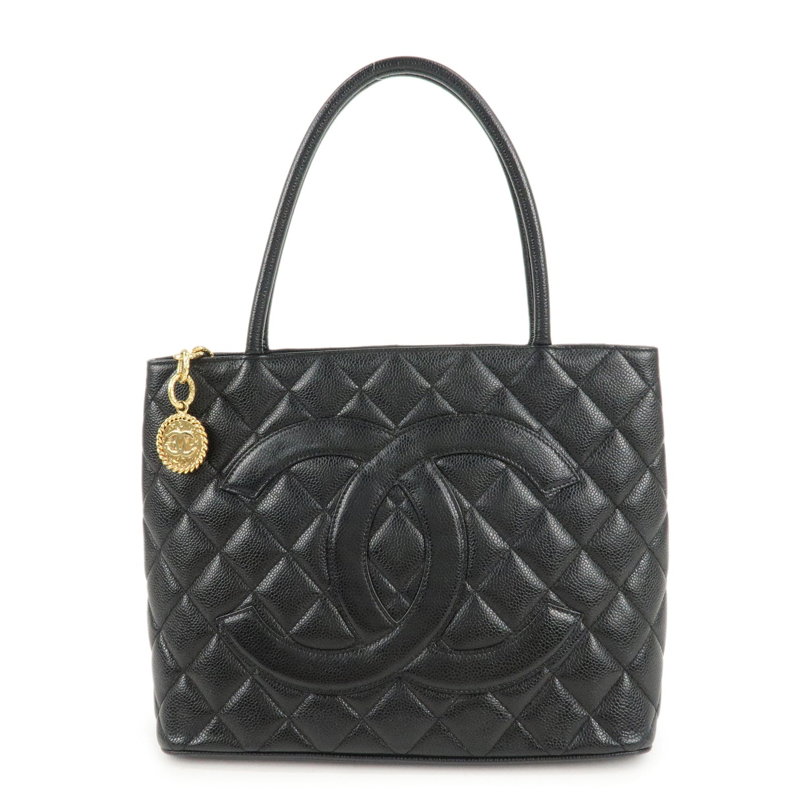 CHANEL-Matelasse-Caviar-Skin-Tote-Bag-Black-A01804