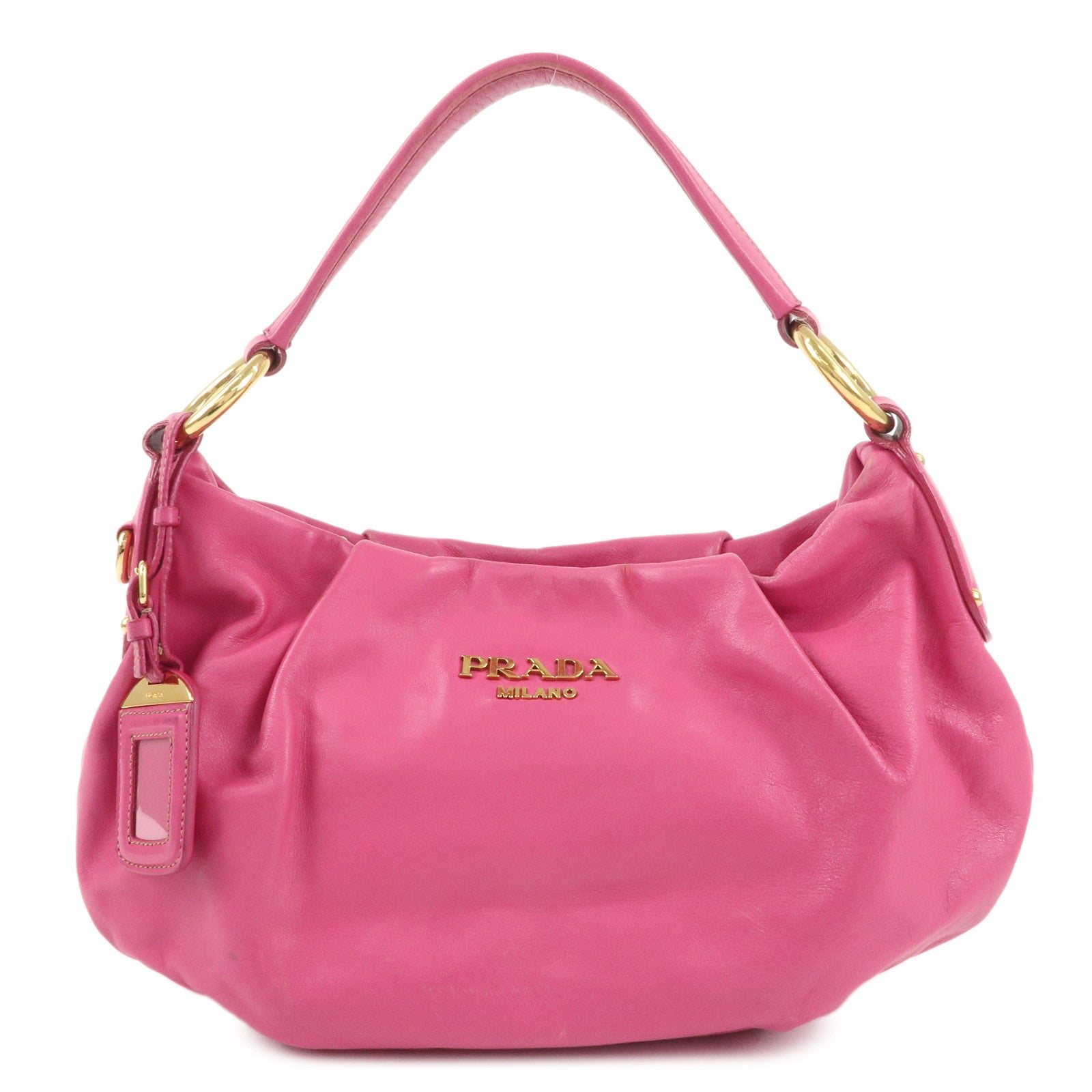 PRADA-Leather-Shoulder-Bag-Pink-Gold-Hardware-BR4111