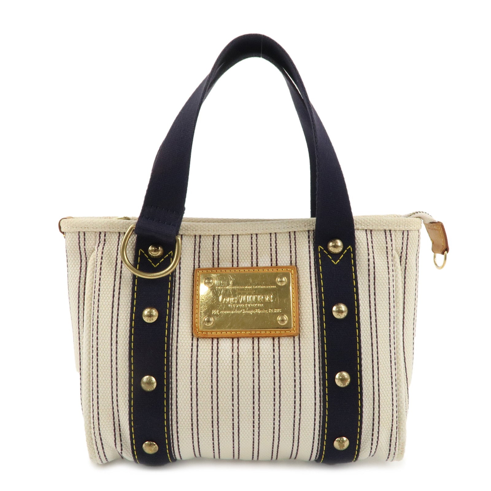 Louis-Vuitton-Antigua-Cabas-PM-Tote-Hand-Bag-Navy-Stripe-M40134