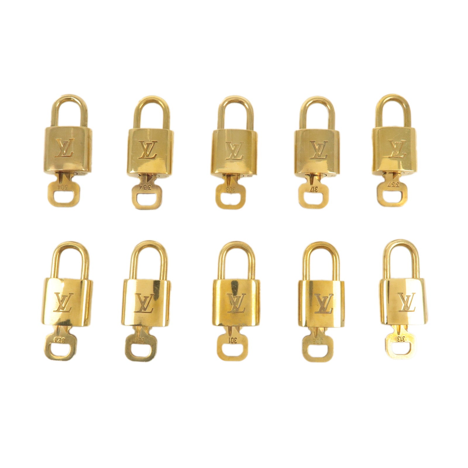 Louis Vuitton Set of 10 Lock 
Key Cadena Key Lock Gold