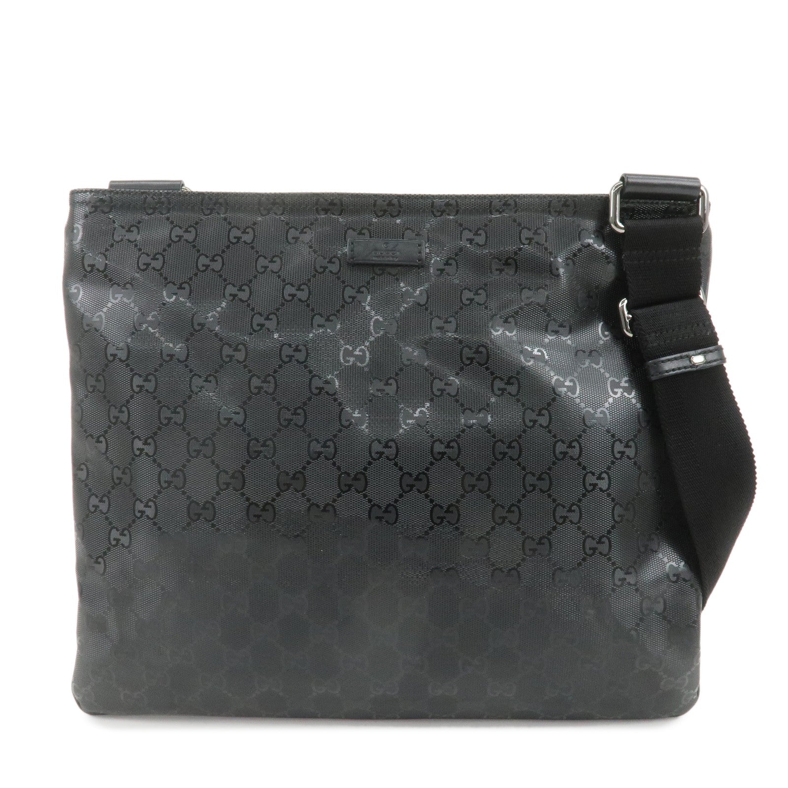 GUCCI-GG-Imprime-PVC-Leather-Shoulder-Bag-Black-201446