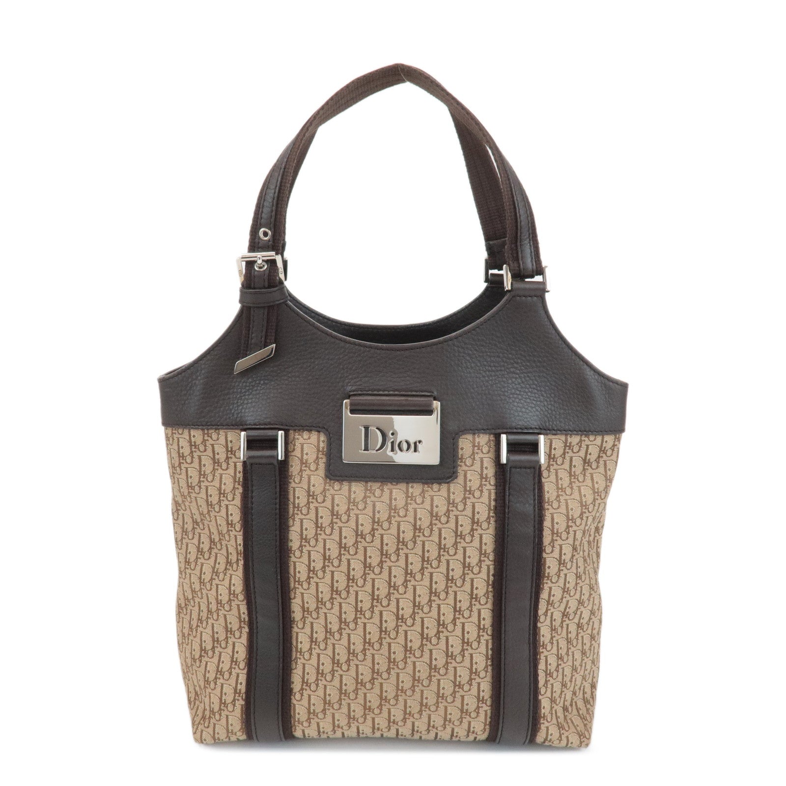 Christian-Dior-Street-Chic-Trotter-Canvas-Leather-Tote-Bag