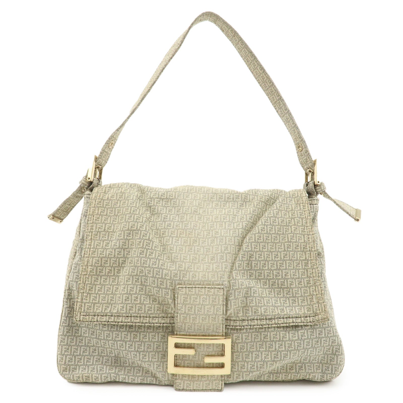 FENDI-Mamma-Baguette-Micro-FF-Canvas-Shoulder-Bag-Gray-8BR001