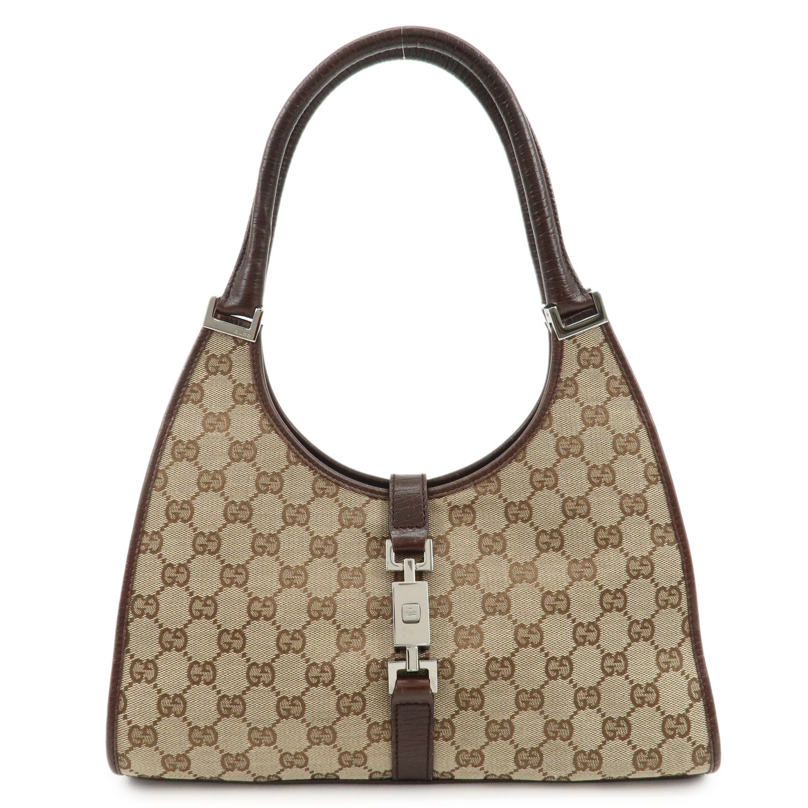 GUCCI-Jackie-GG-Canvas-Leather-Shoulder-Bag-Beige-Brown-1719