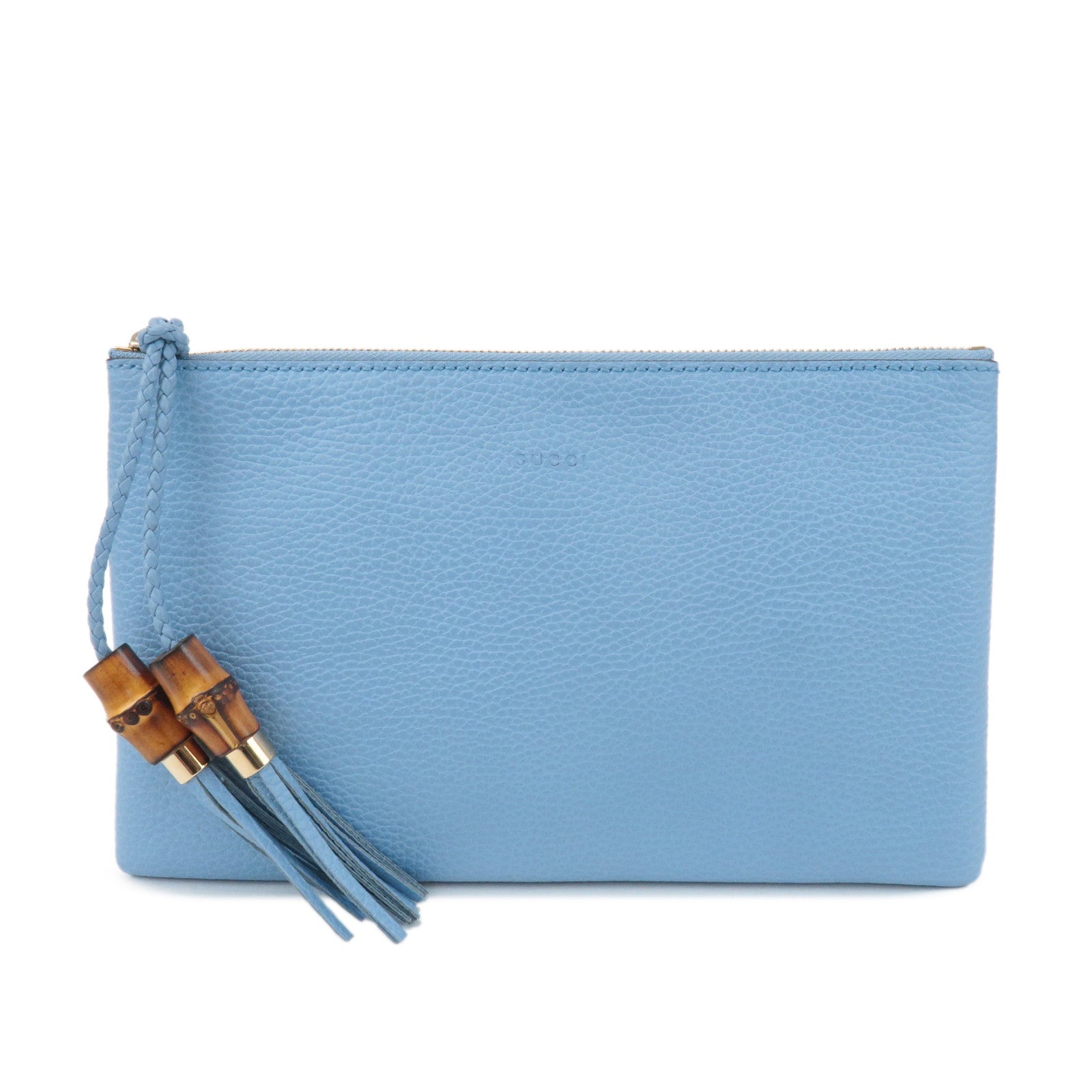 GUCCI-Bamboo-Leather-Clutch-Bag-Second-Bag-Blue-449652