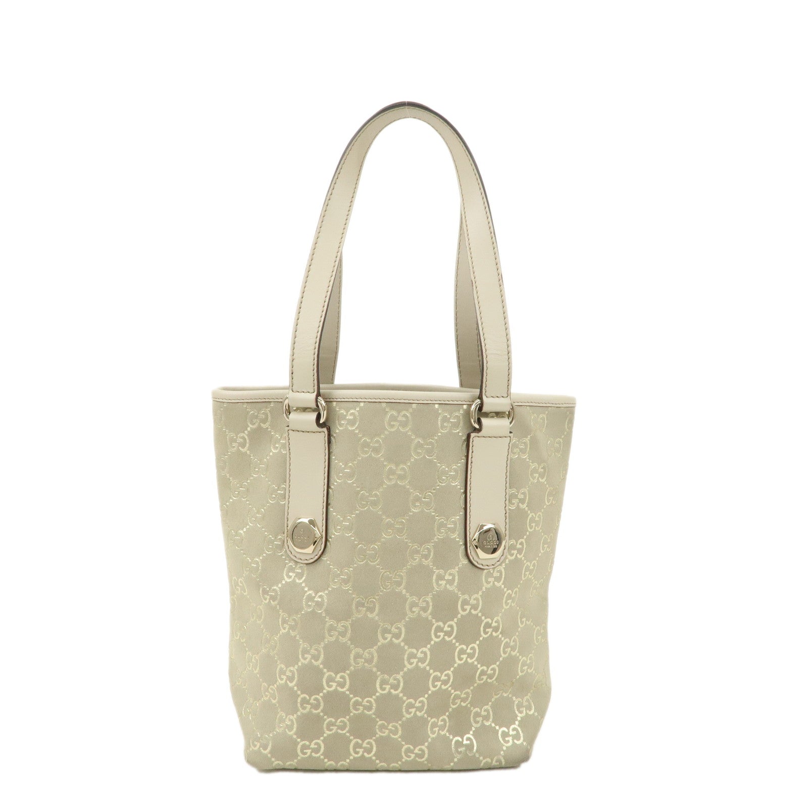 GUCCI-GG-Suede-Leather-Tote-Bag-Hand-Bag-Ivory-Beige-153361