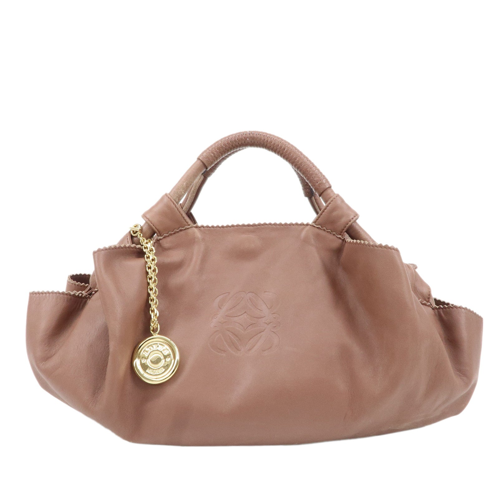 LOEWE-Anagram-Nappa-Aire-Leather-Hand-Bag-Pinkbeige