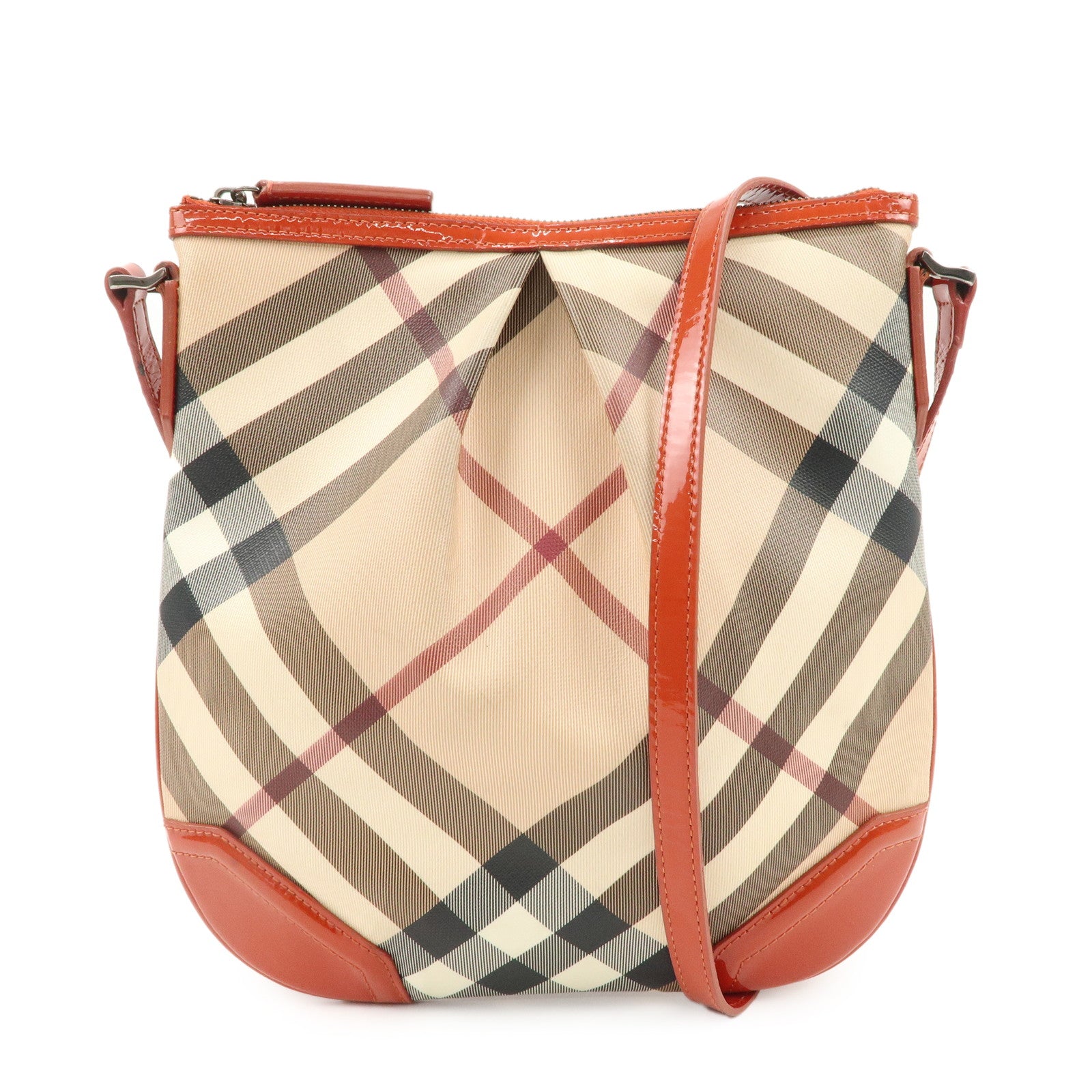 BURBERRY-PVC-Leather-Shoulder-Bag-Crossbody-Bag-Beige-Orange