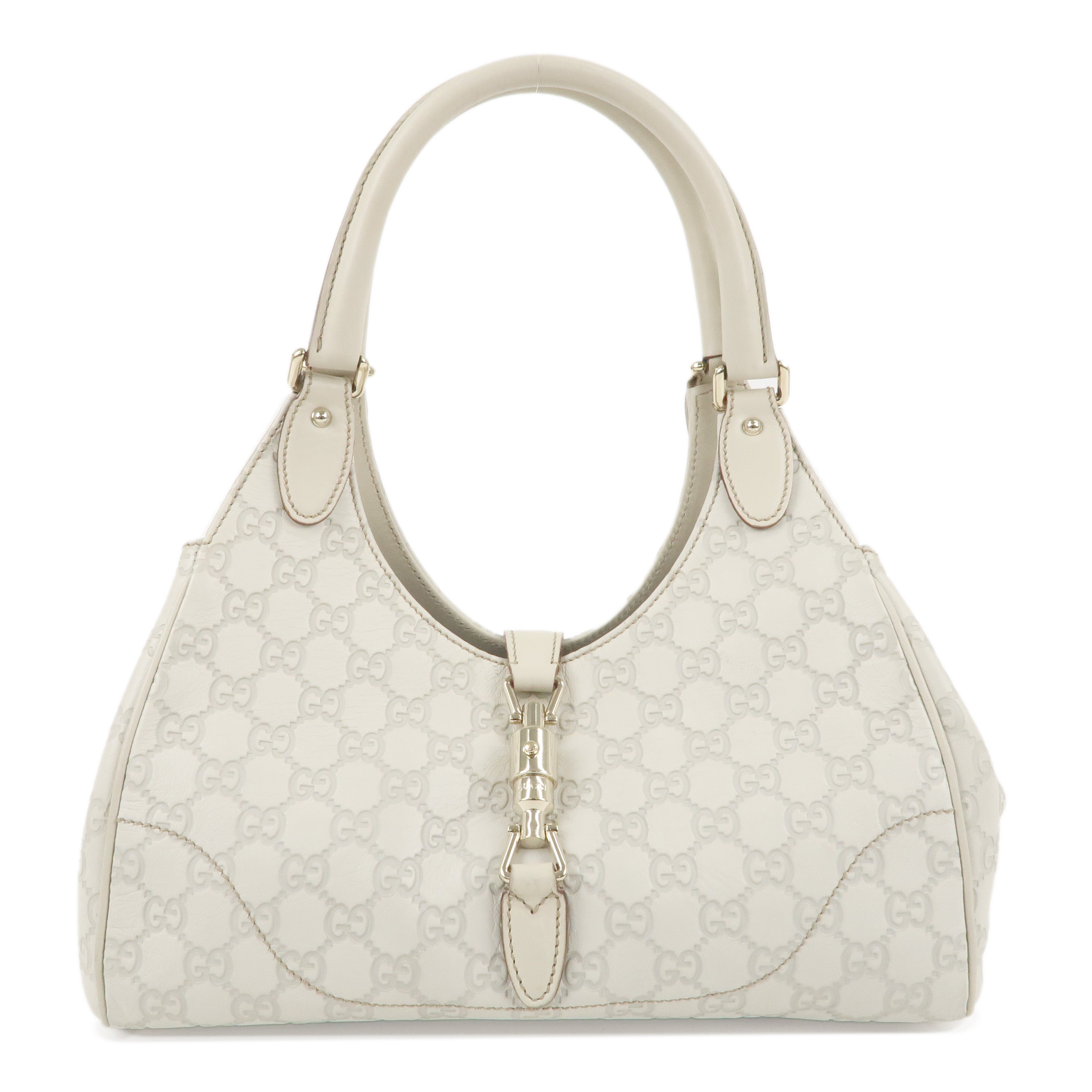 GUCCI New Jackie Guccissima Leather Shoulder Bag Ivory 145819