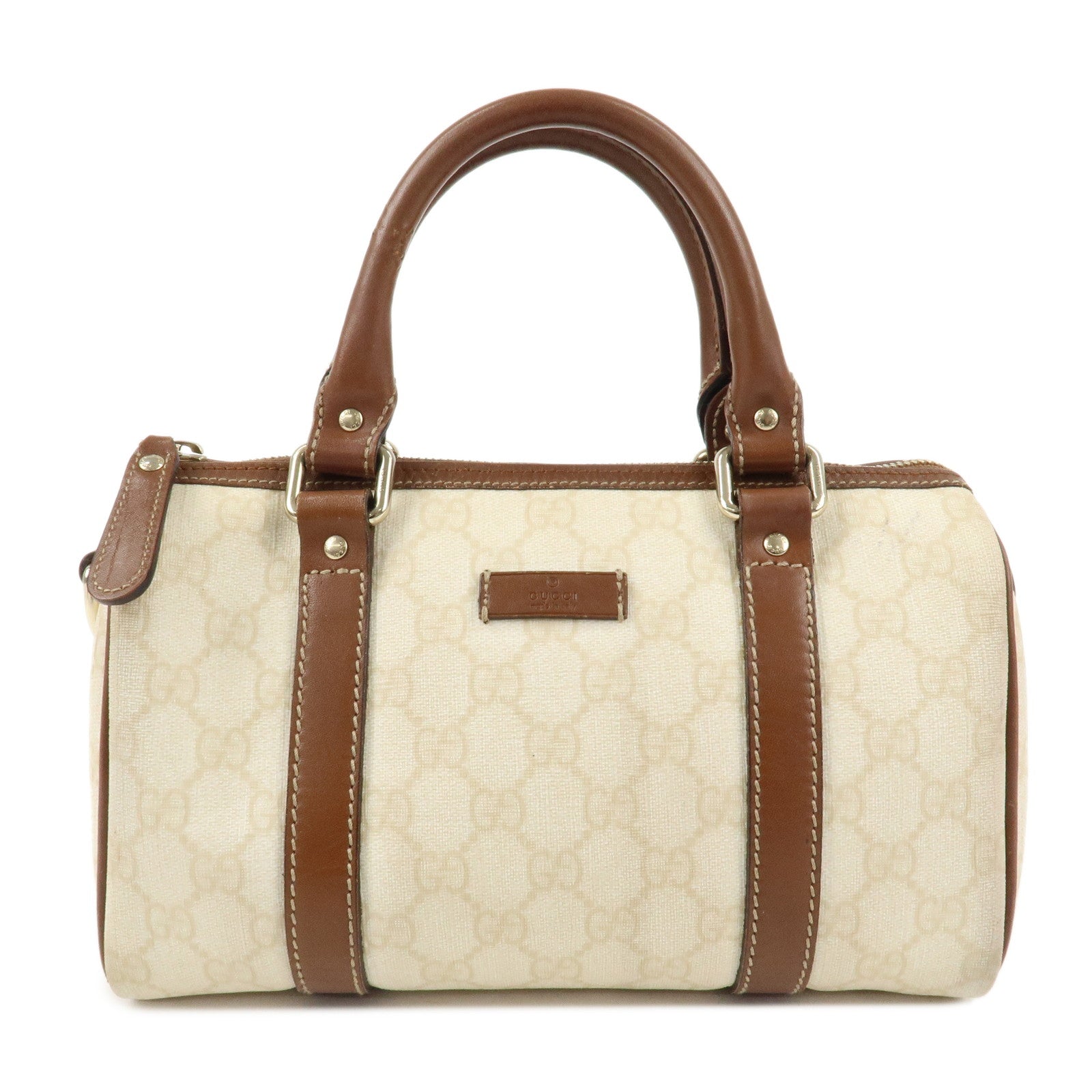 GUCCI-GG-Supreme-Leather-Boston-Bag-Beige-Ivory-Brown-193604