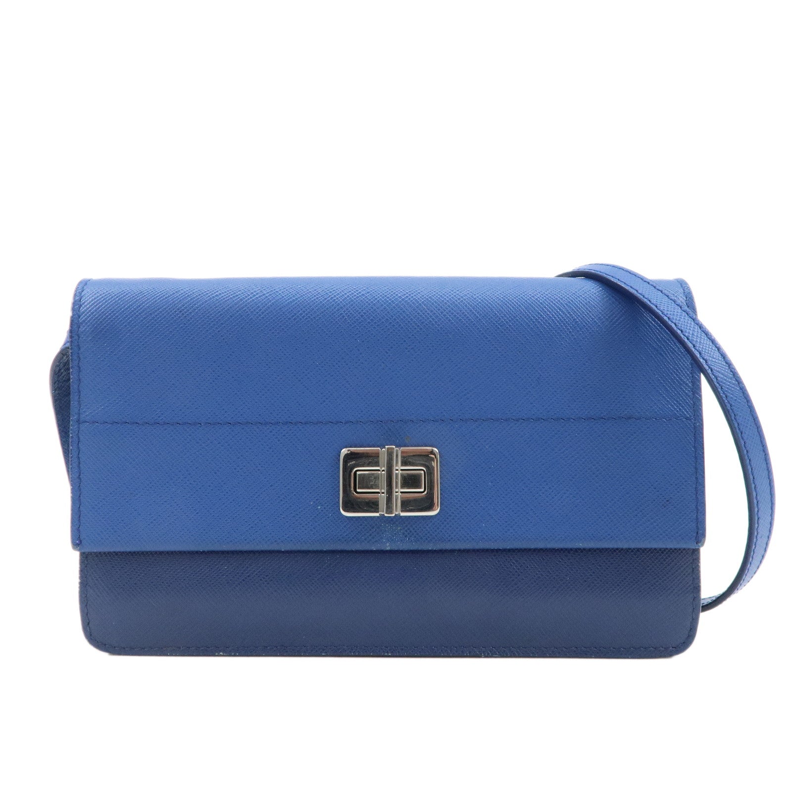 PRADA-Leather-Shoulder-Bag-Blue-Navy