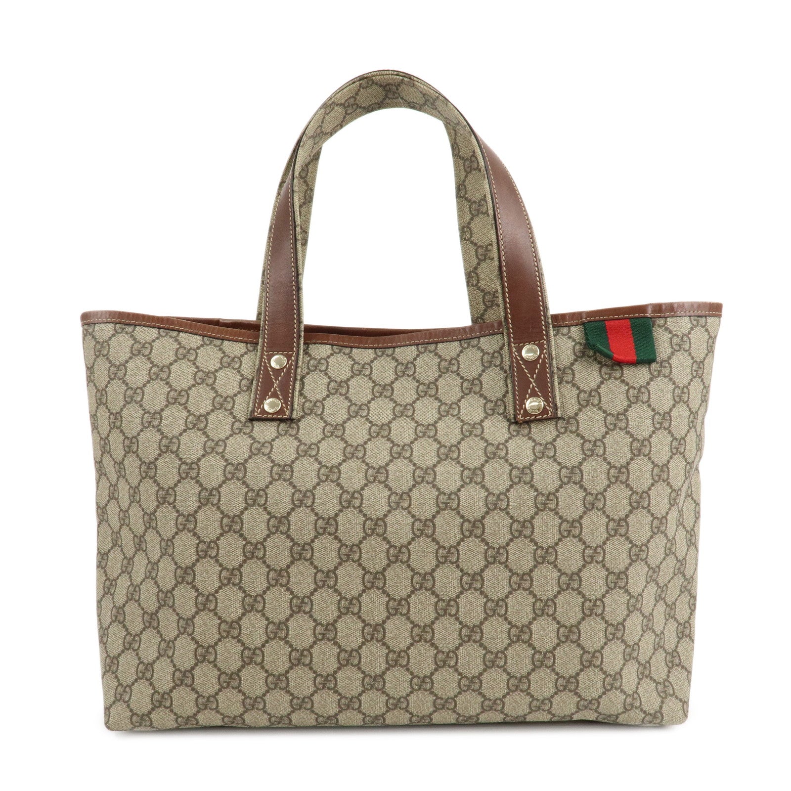 GUCCI-GG-Plus-Leather-Tote-Bag-Shoulder-Bag-Beige-Brown-211134