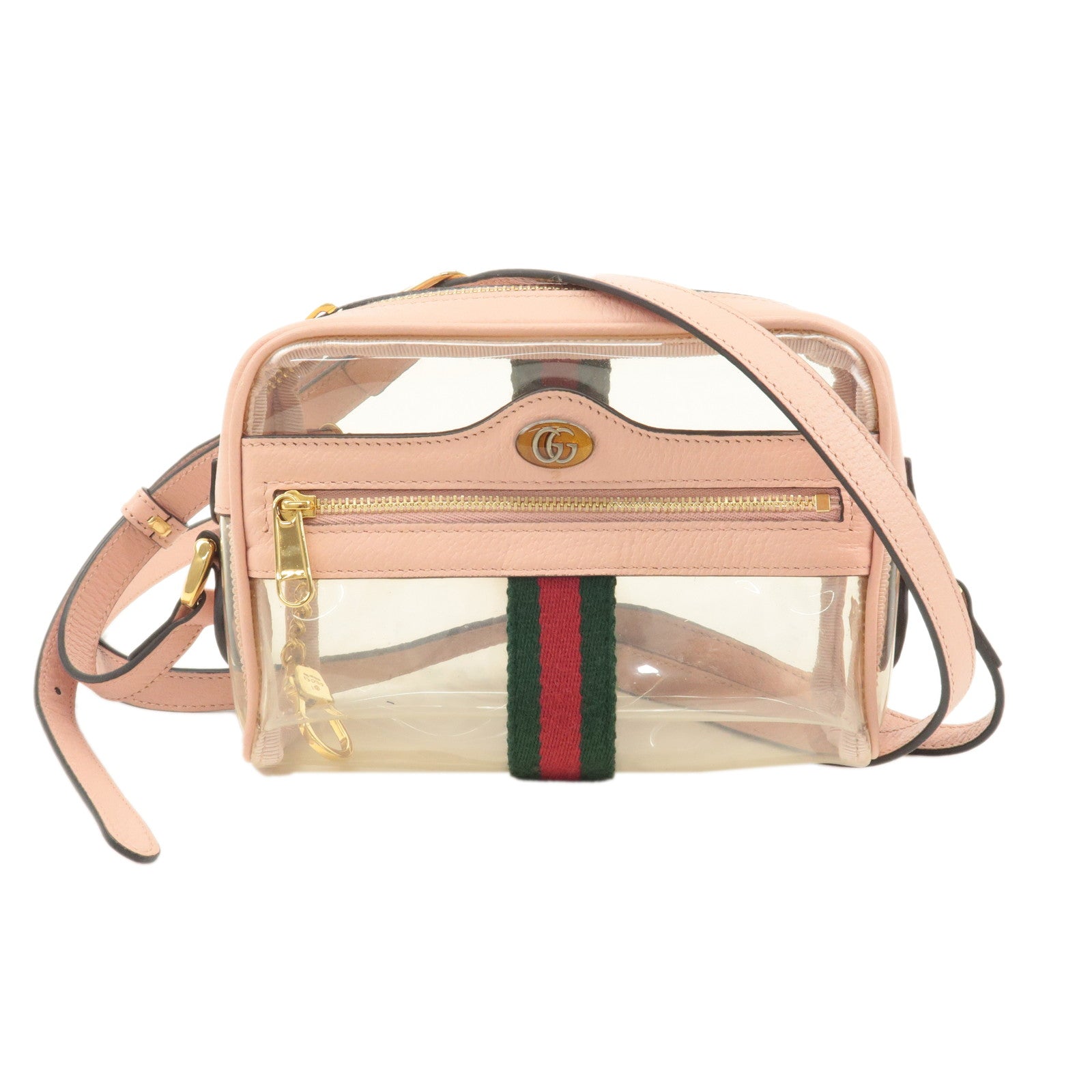 GUCCI-Ophidia-Sherry-Vinyl-Leather-Shoulder-Bag-Clear-Pink-517350