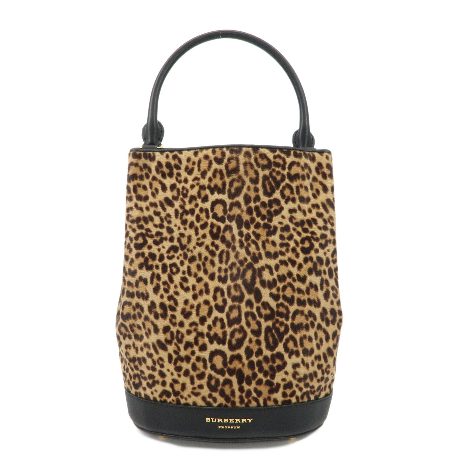 BURBERRY-Unborn-Calf-Leather-Bucket-Bag-Shoulder-Bag-Leopard