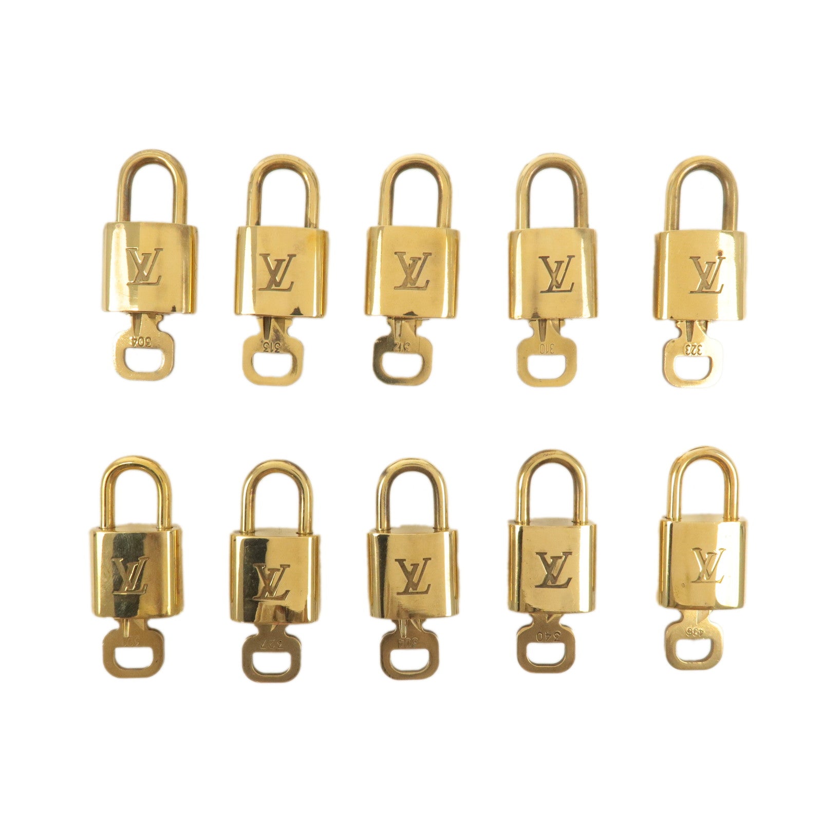 Louis Vuitton Set of 10 Lock 
Key Cadena Key Lock Gold