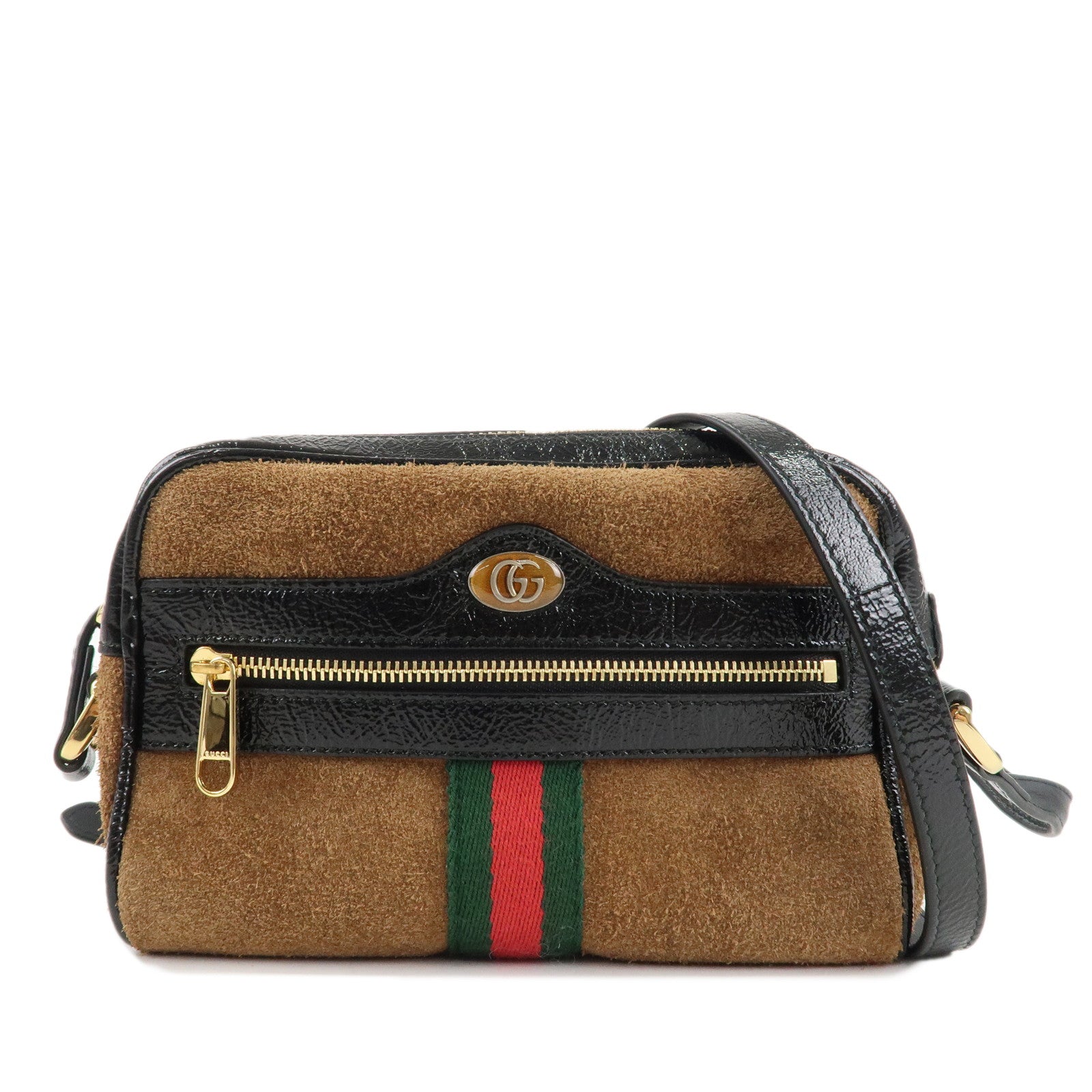 GUCCI-Ophidia-Sherry-Suede-Patent-Leather-Shoulder-Bag-573321