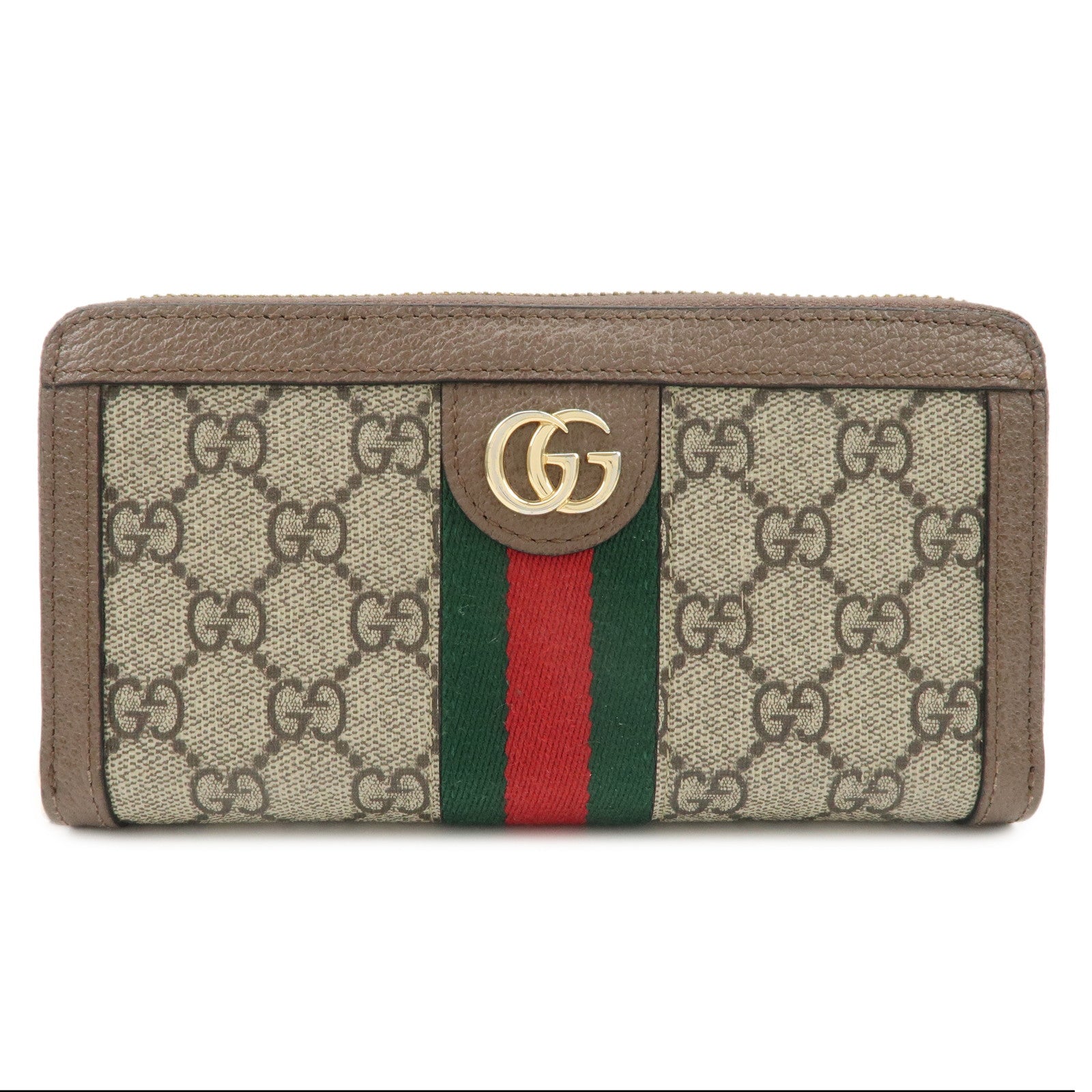 GUCCI-Ophidia-Sherry-GG-Supreme-Leather-Round-Zipper-Wallet-523154