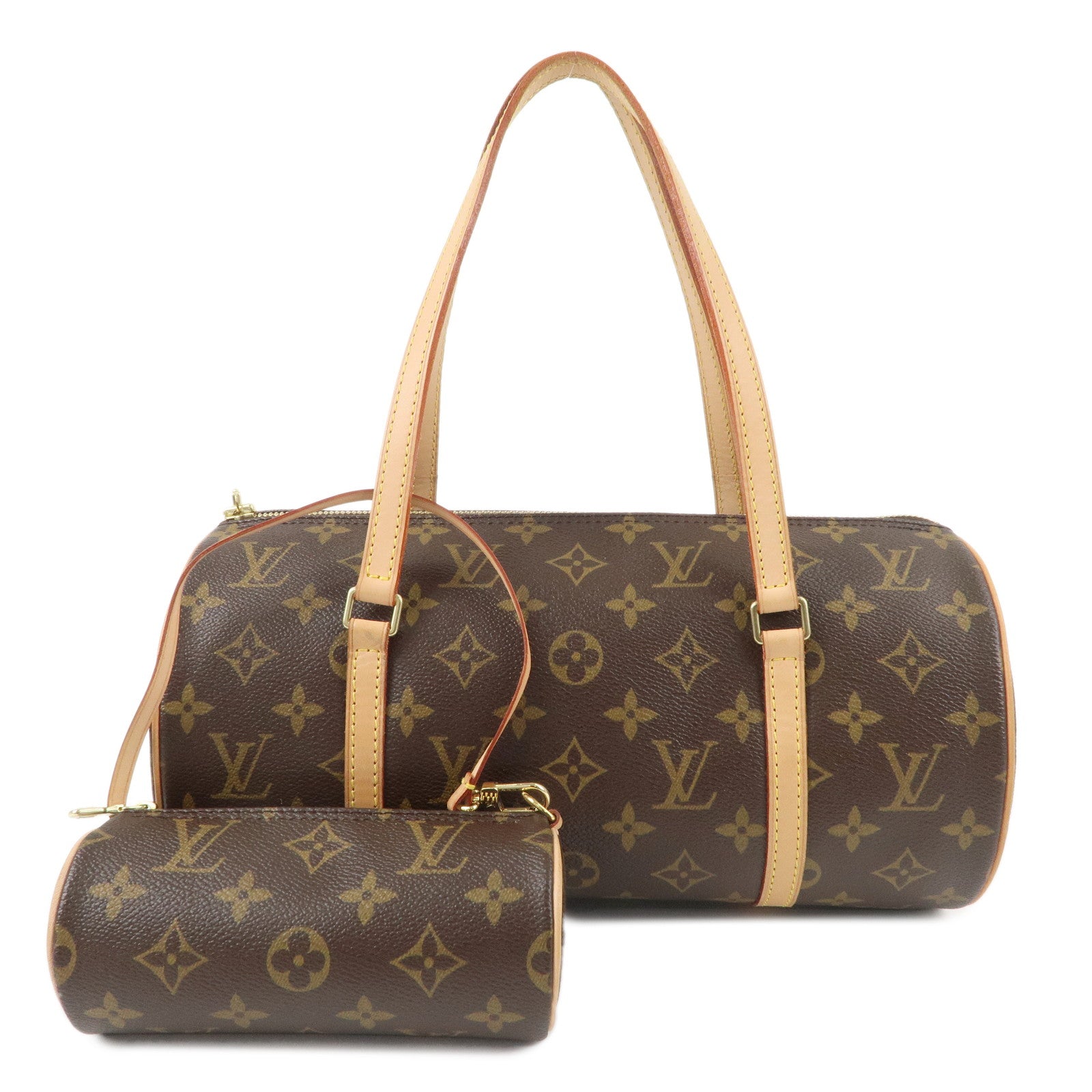 Louis-Vuitton-Monogram-Papillon-30-Hand-Bag-&-Pouch-Brown-M51385