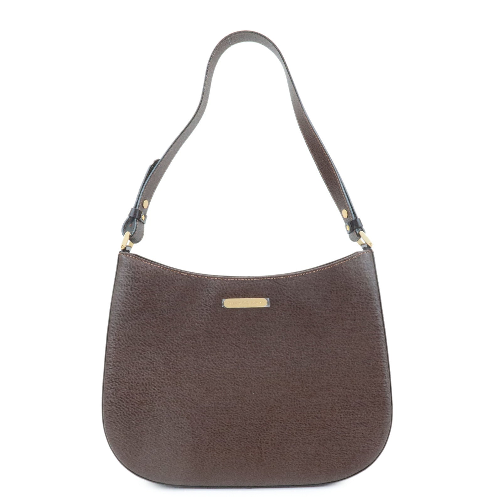 BURBERRY-Leather-Shoulder-Bag-Hand-Bag-Brown