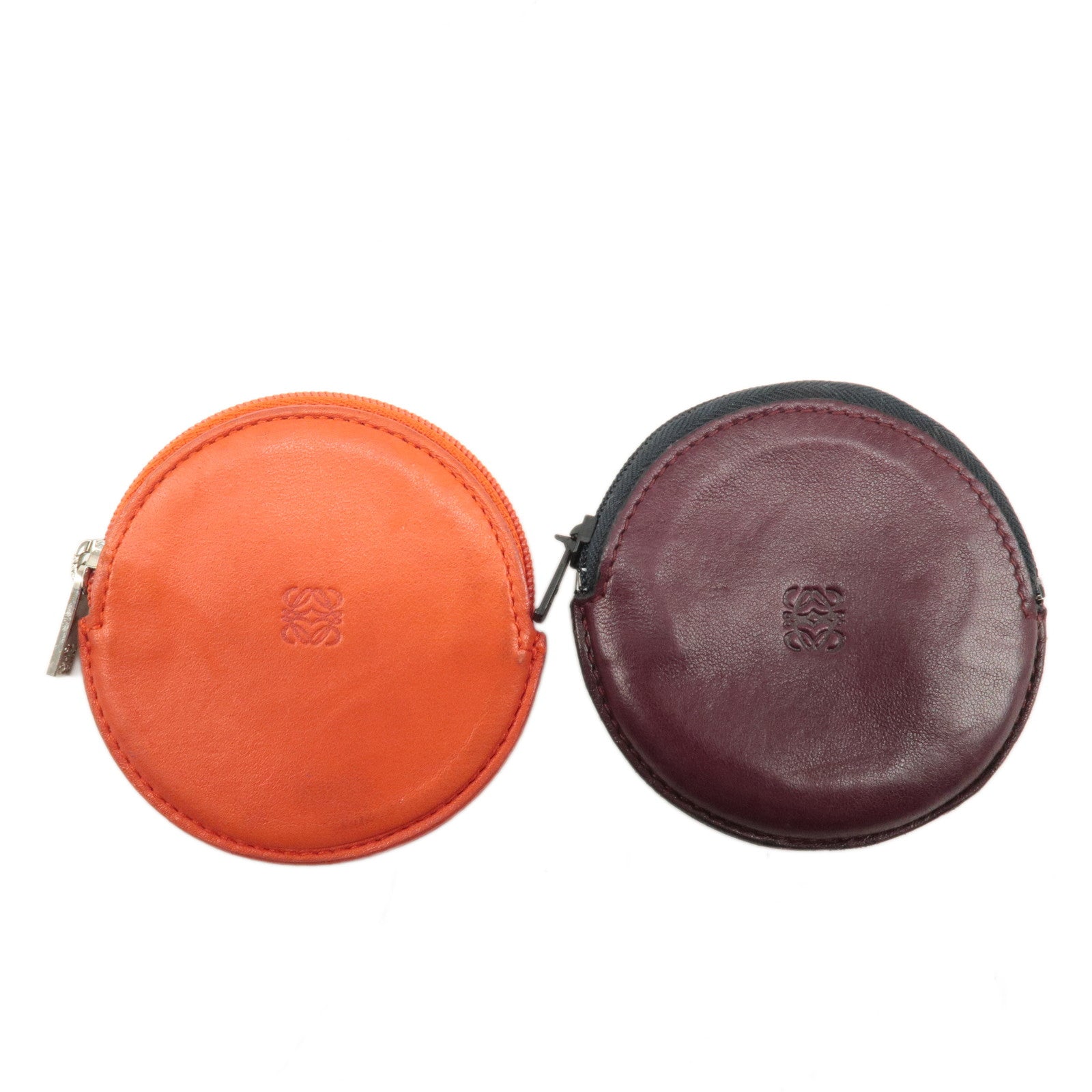 LOEWE Set of 2 Anagram Leather Coin Case Bordeaux Red