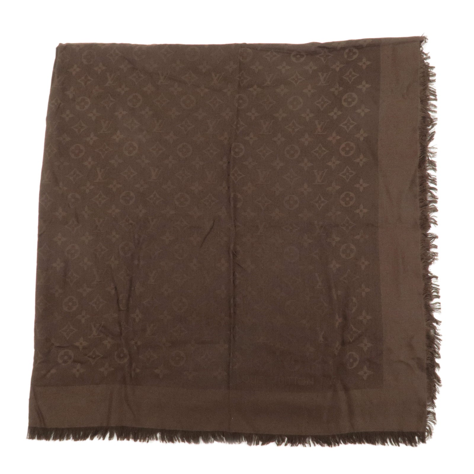 Louis-Vuitton-Monogram-Silk-Wool-Stole-Brown-402336