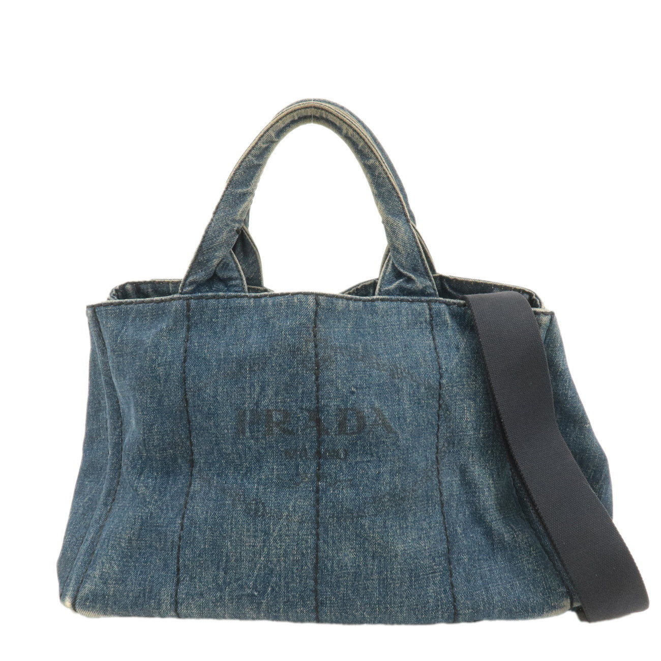 PRADA-Canapa-Denim-2Way-Bag-Hand-Bag-Shoulder-Bag-Blue-B2642B