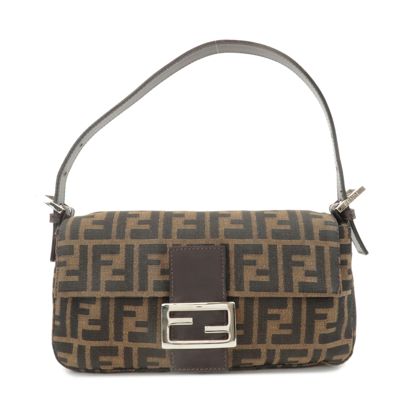 FENDI-Mamma-Baguette-Zucca-Canvas-Shoulder-Bag-Brown-Black-26424