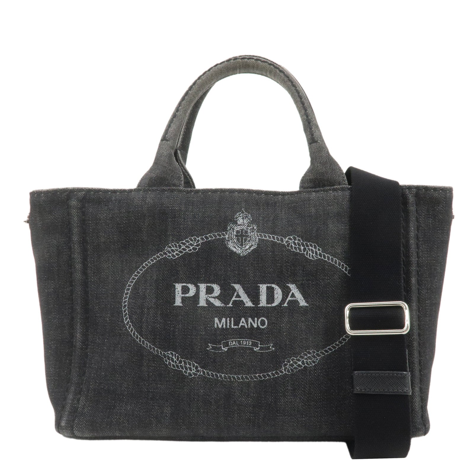 PRADA-Canapa-Mini-Canvas-2Way-Bag-Tote-Bag-Black-1BG439