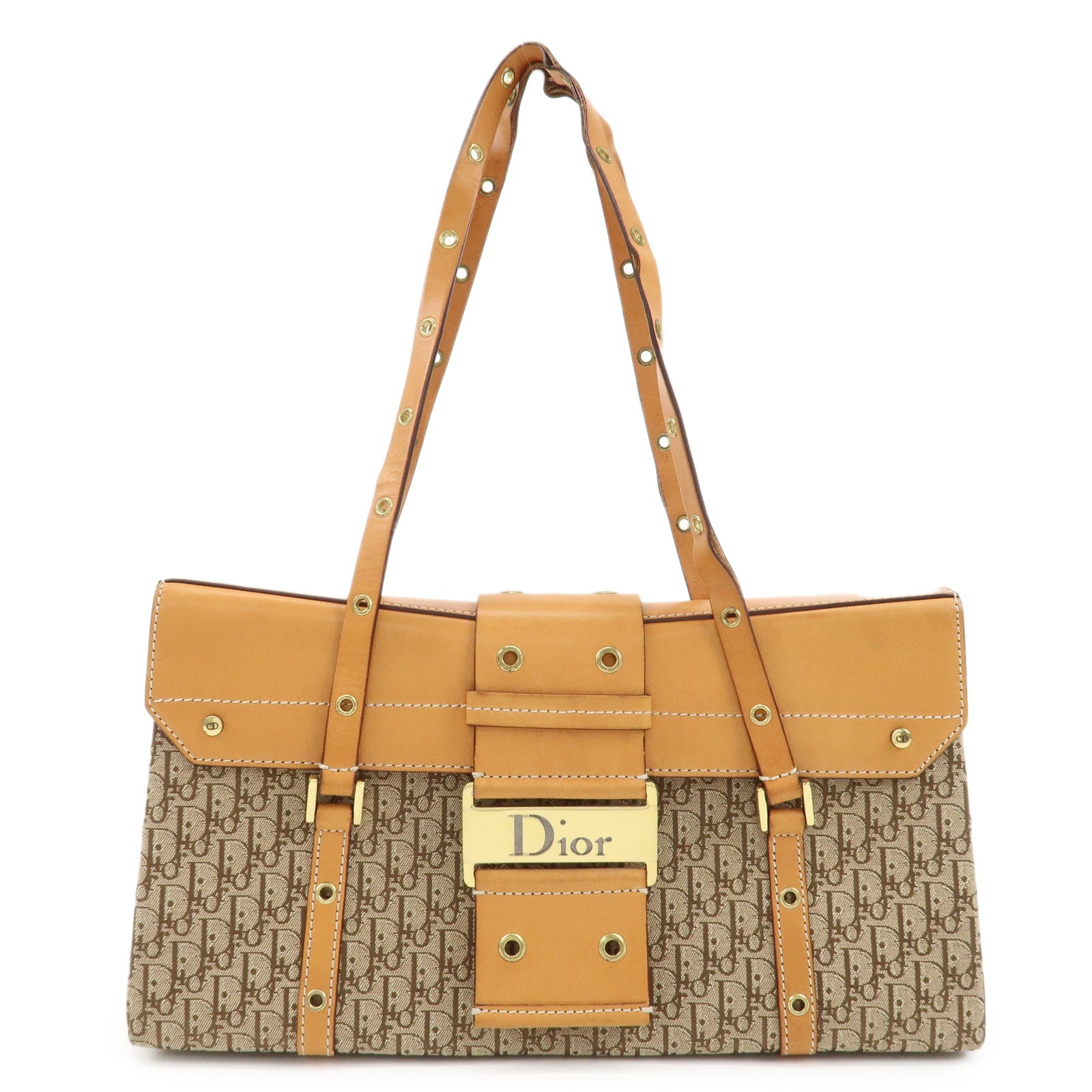 Christian-Dior-Trotter-Street-Chic-Canvas-Leather-Shoulder-Bag