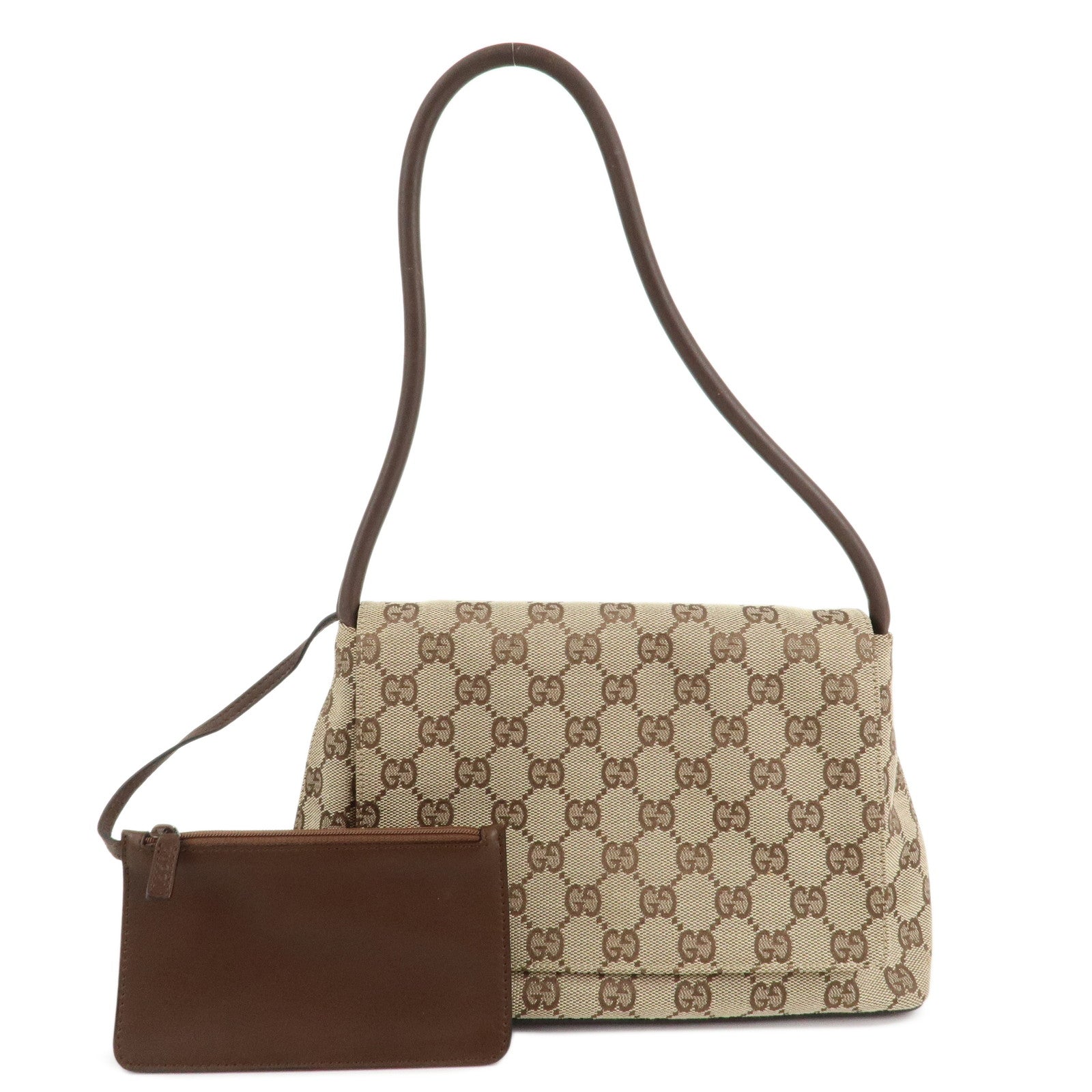 GUCCI-GG-Canvas-Leather-Shoulder-Bag-Hand-Bag-Beige-90646