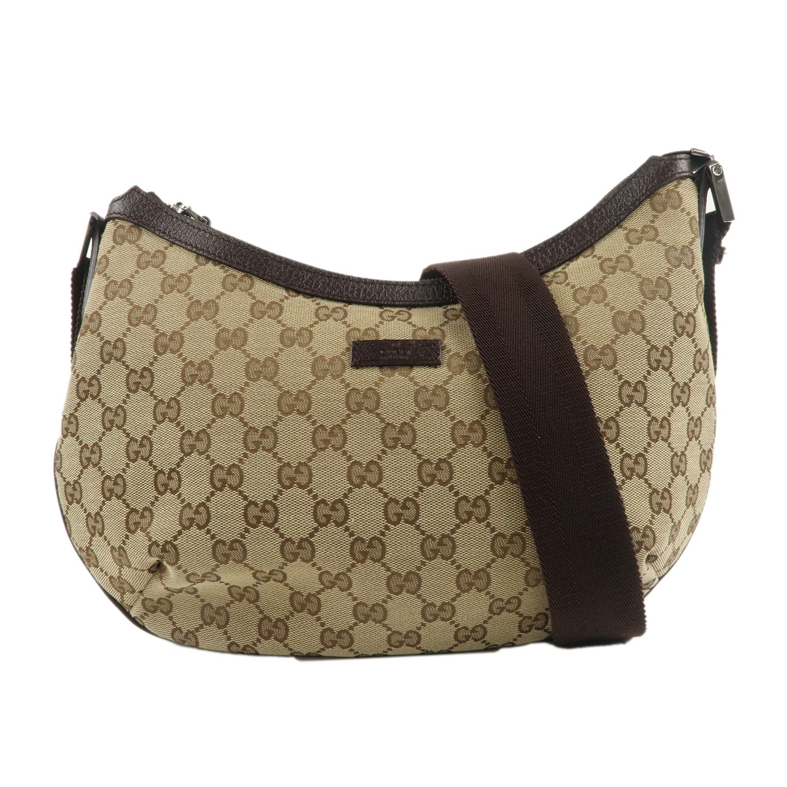 GUCCI-GG-Canvas-Leather-Shoulder-Bag-Beige-Brown-181092