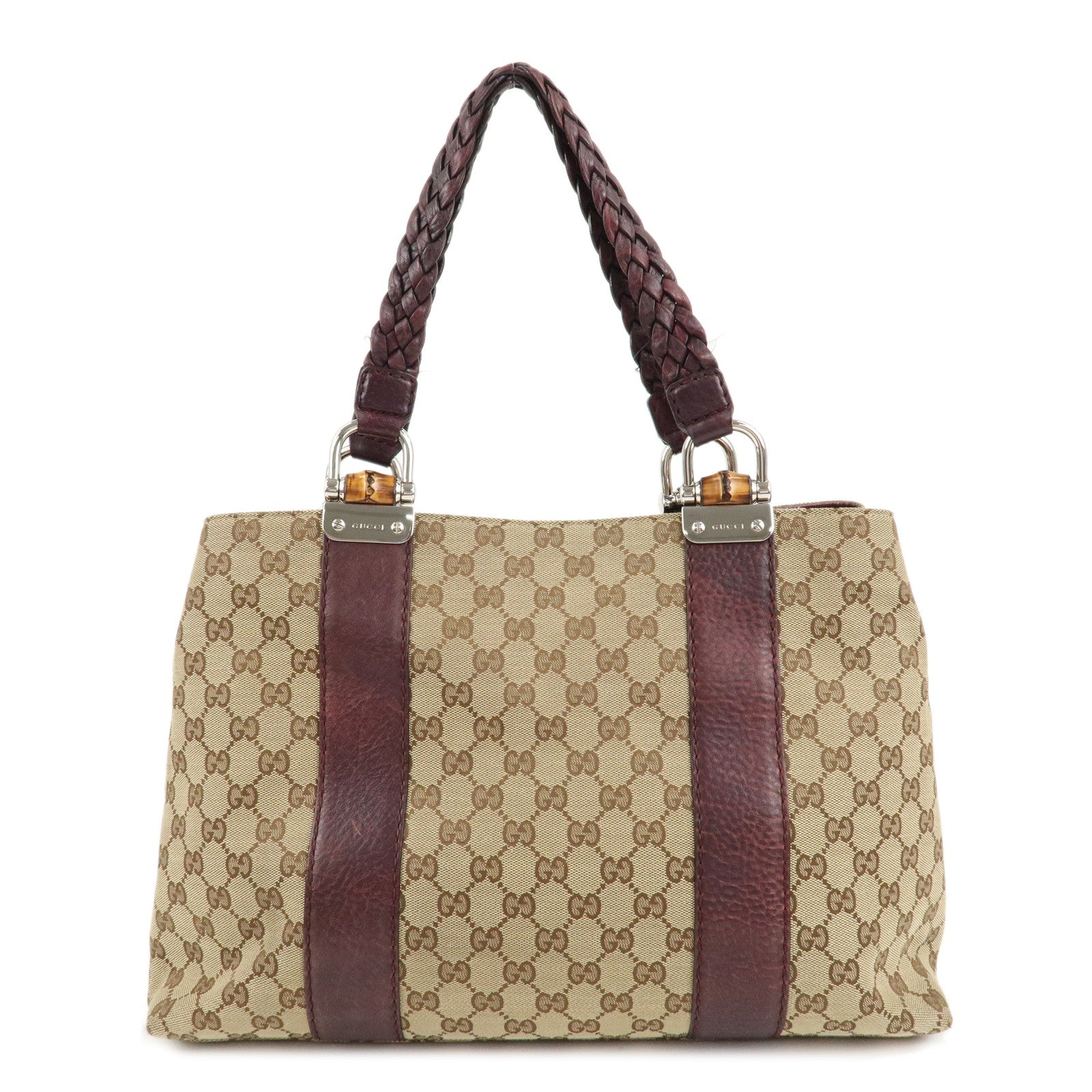 GUCCI-Bamboo-Bar-GG-Canvas-Leather-Tote-Bag-Beige-Brown-232947