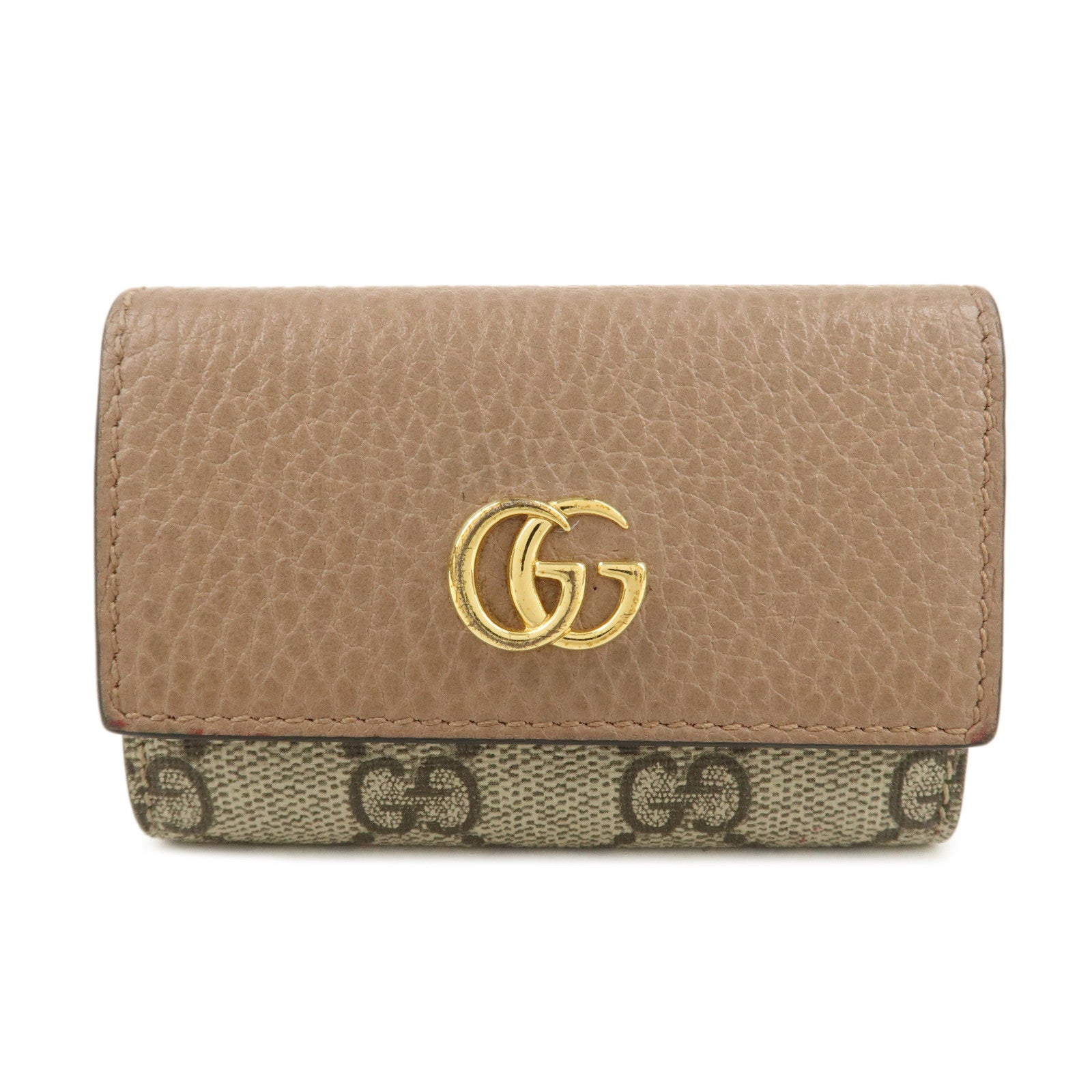 GUCCI-GG-Marmont-Leather-GG-Supreme-6-Key-Case-Beige-456118