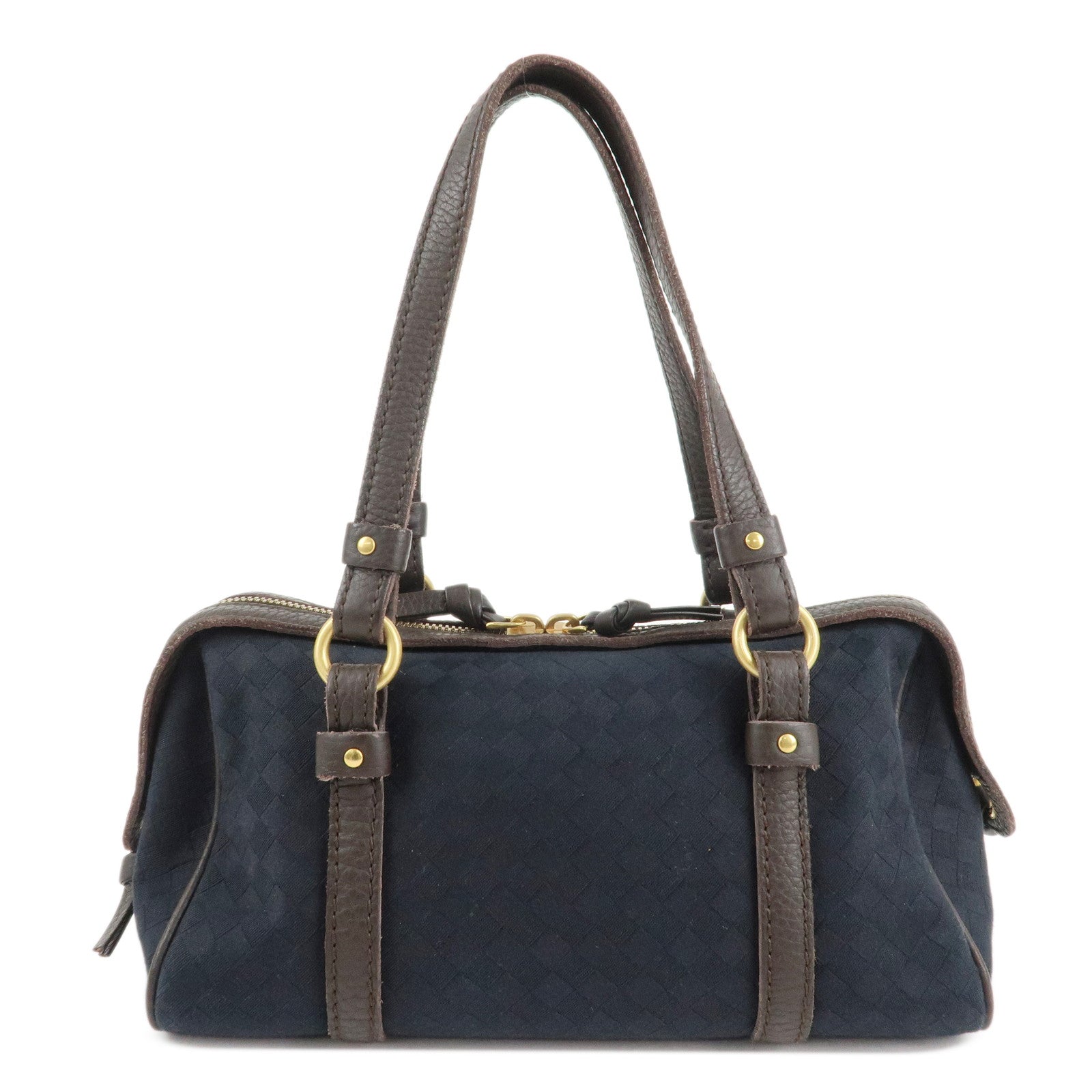 BOTTEGA-VENETA-Intrecciato-Canvas-Leather-Mini-Boston-Bag-142470