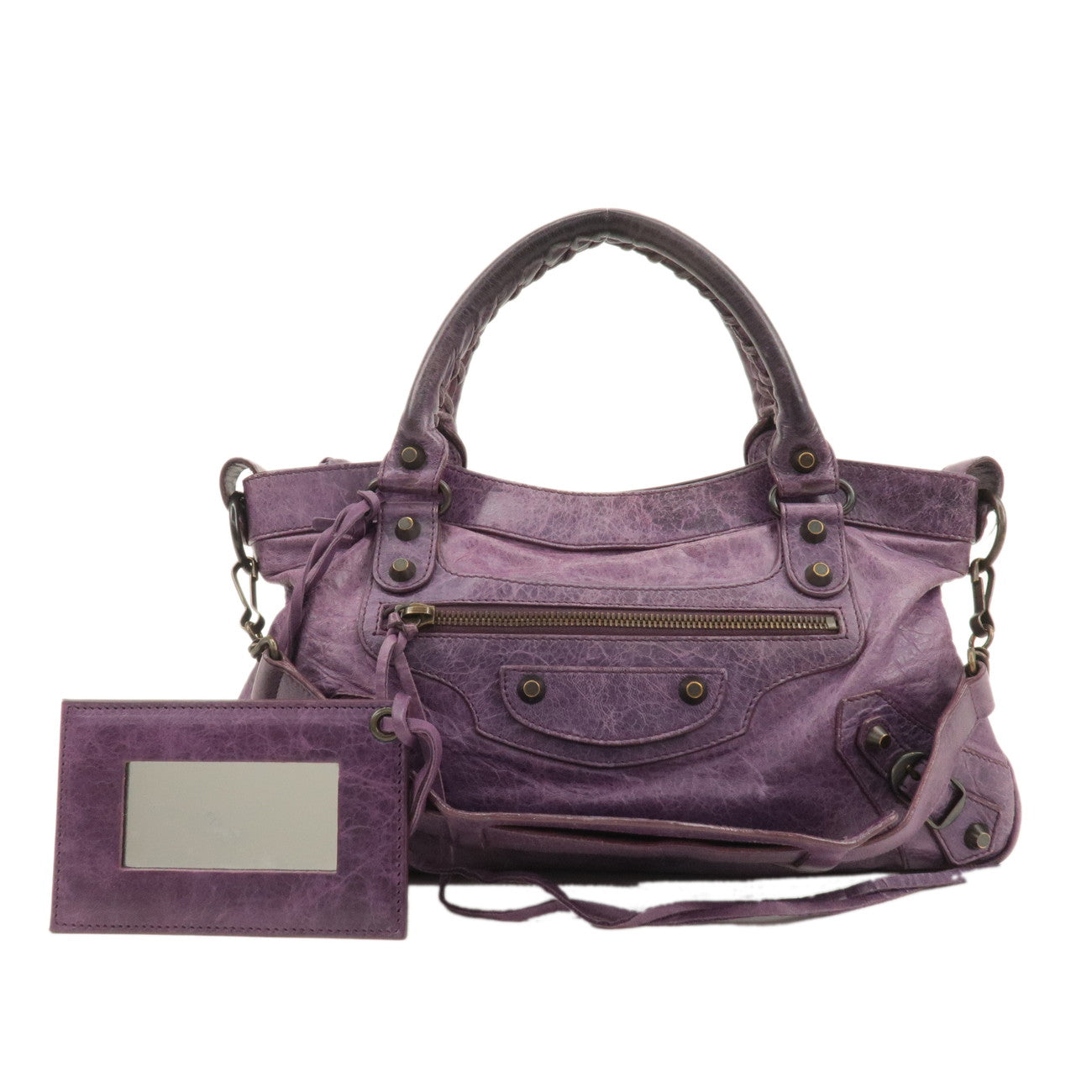 BALENCIAGA-The-First-Leather-2Way-Bag-Hand-Bag-Purple-103208