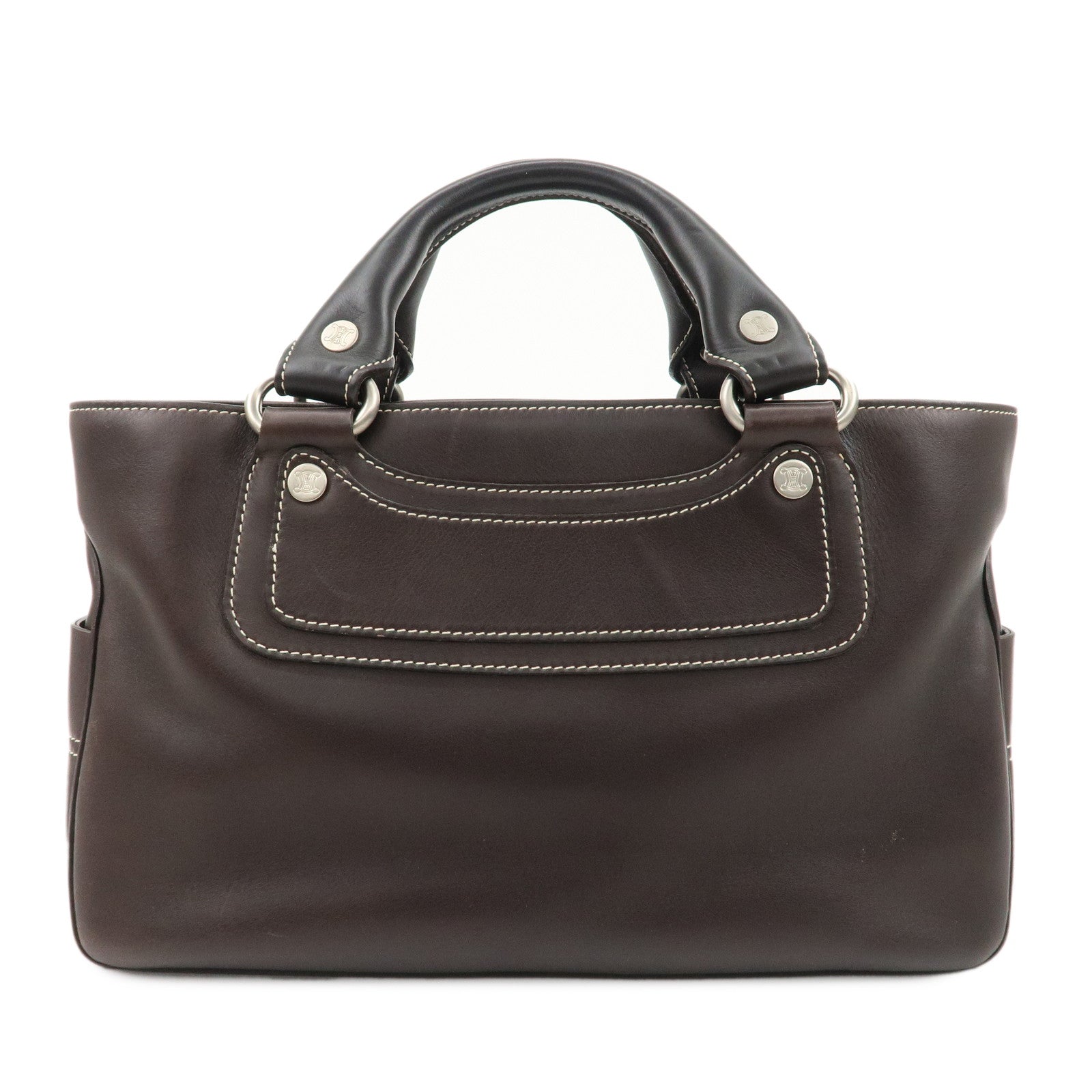 CELINE-Leather-Boogie-Bag-Hand-Bag-Brown