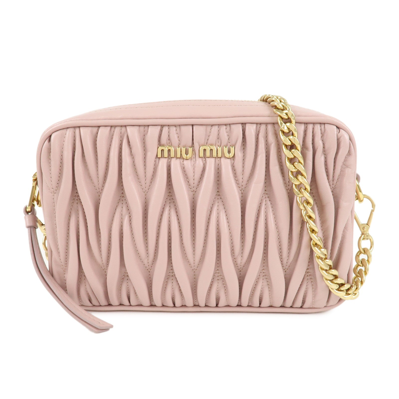 MIU-MIU-Matelasse-Leather-Chain-Shoulder-Bag-Pink-Beige