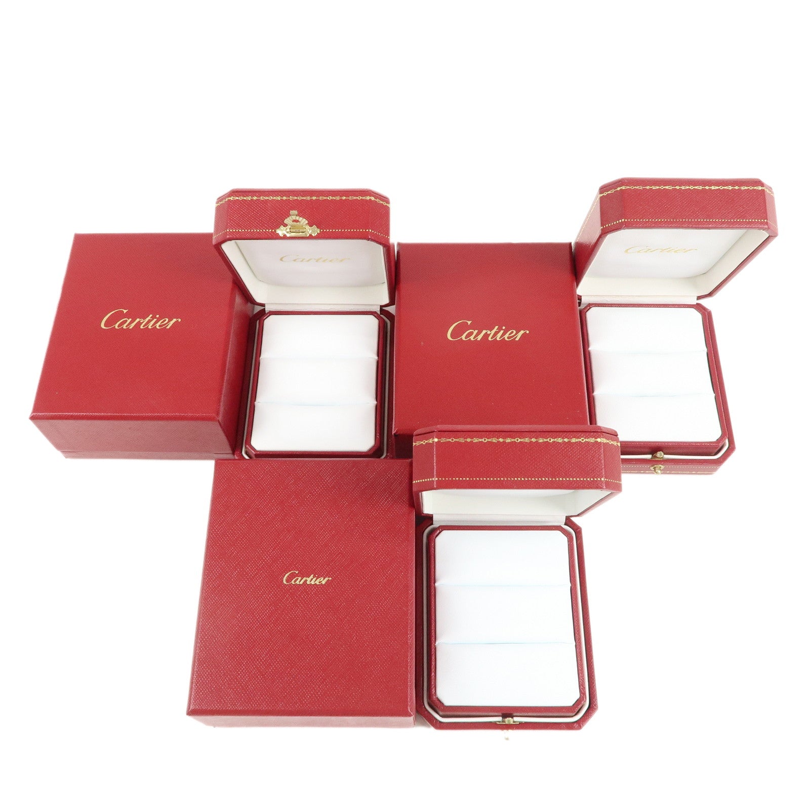 Cartier-Set-of-3-Pair-Ring-Box-Display-Box-Jewelry-Box-Red