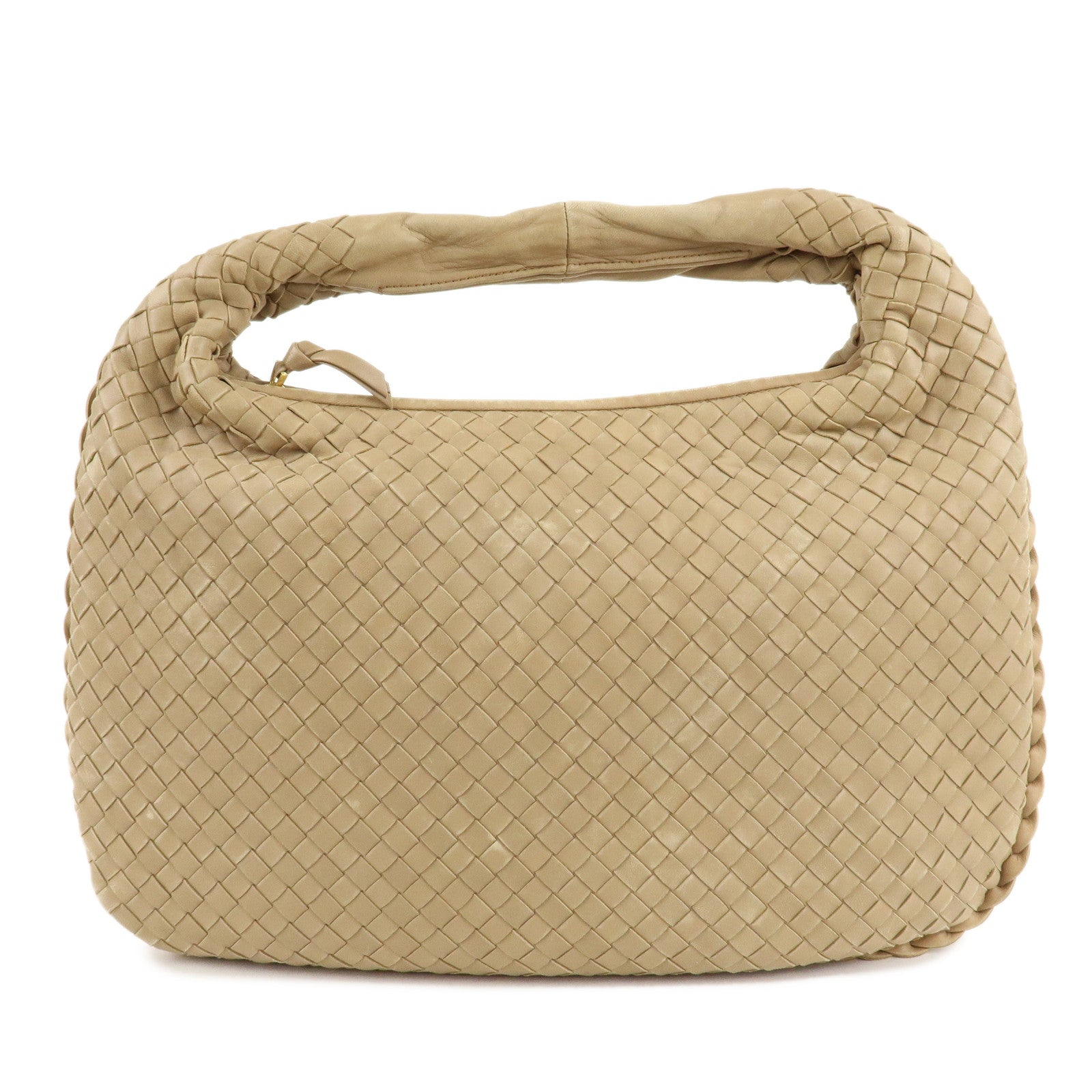 BOTTEGA-VENETA-Hobo-Intrecciato-Leather-Shoulder-Bag-Beige-115653