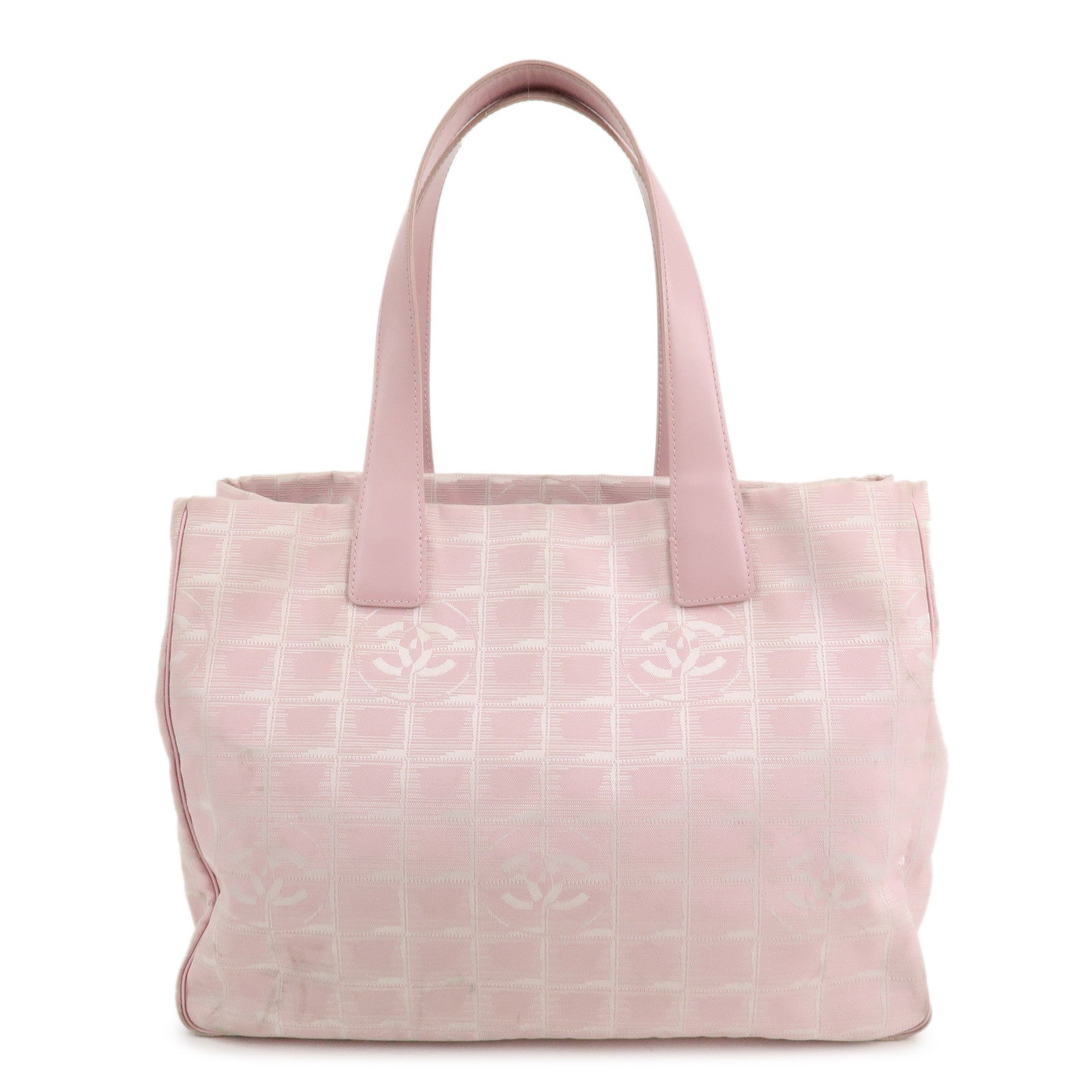 CHANEL-New-Travel-Line-MM-Logo-Jacquard-Leather-Tote-Pink-A15991