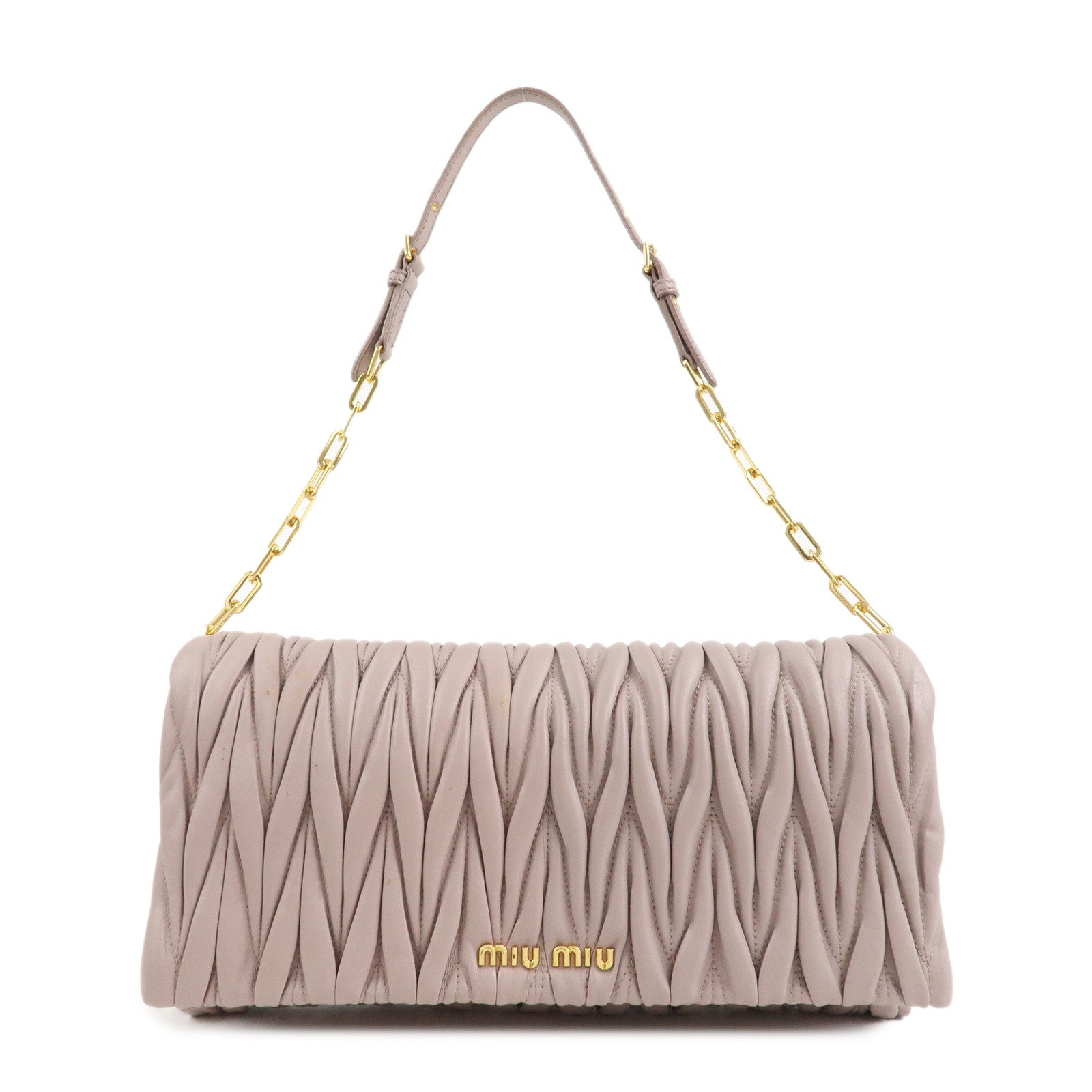 MIU-MIU-Matelasse-Leather-Chain-Shoulder-Bag-Pink-Beige