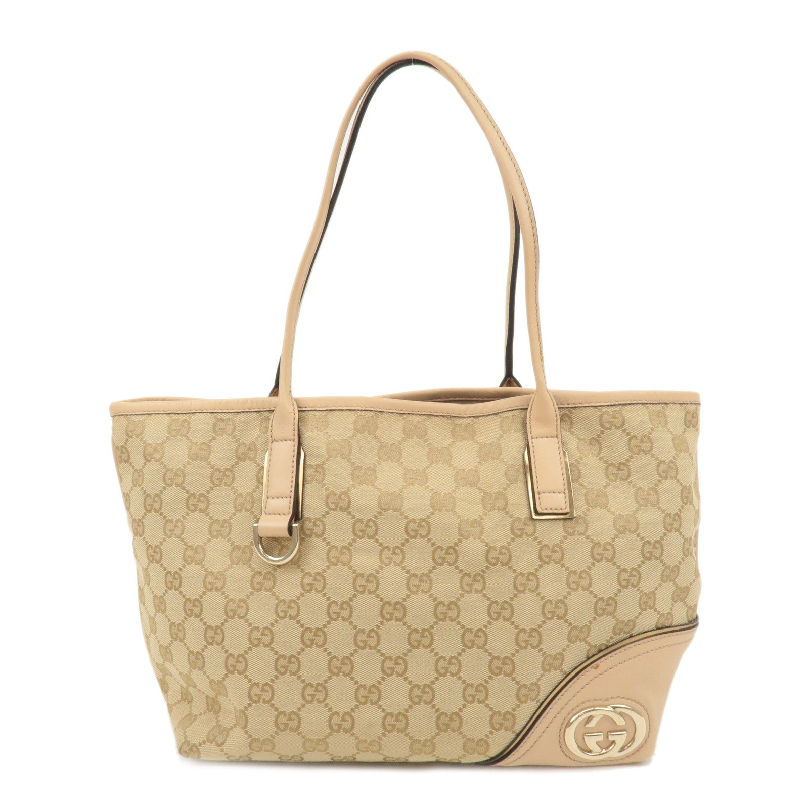 GUCCI-Abbey-Interlocking-G-GG-Canvas-Leather-Tote-Bag-169946