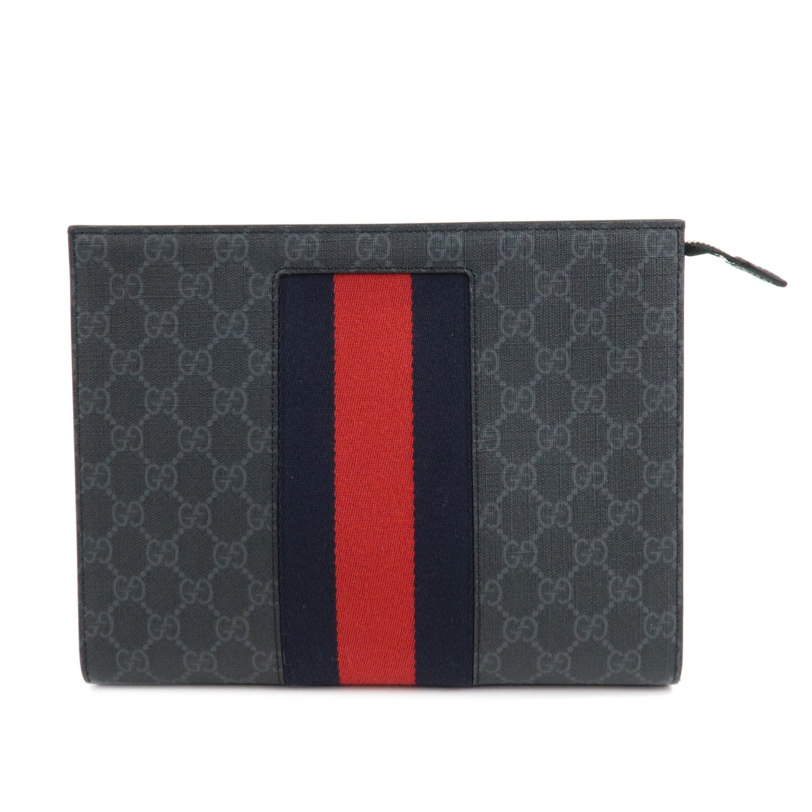 GUCCI-Sherry-GG-Supreme-Leather-Clutch-Bag-Black-475316