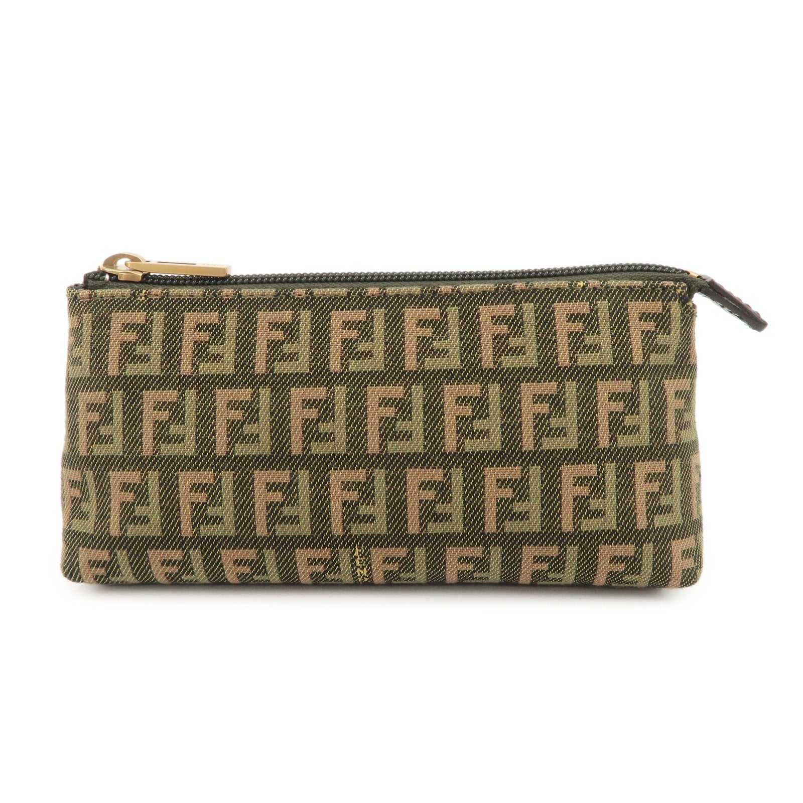 FENDI-Zucca-Canvas-Leather-Pouch-Mini-Bag-Khaki-Brown-7N0037